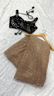 Party Wear Beautiful Saree With Sequence Work