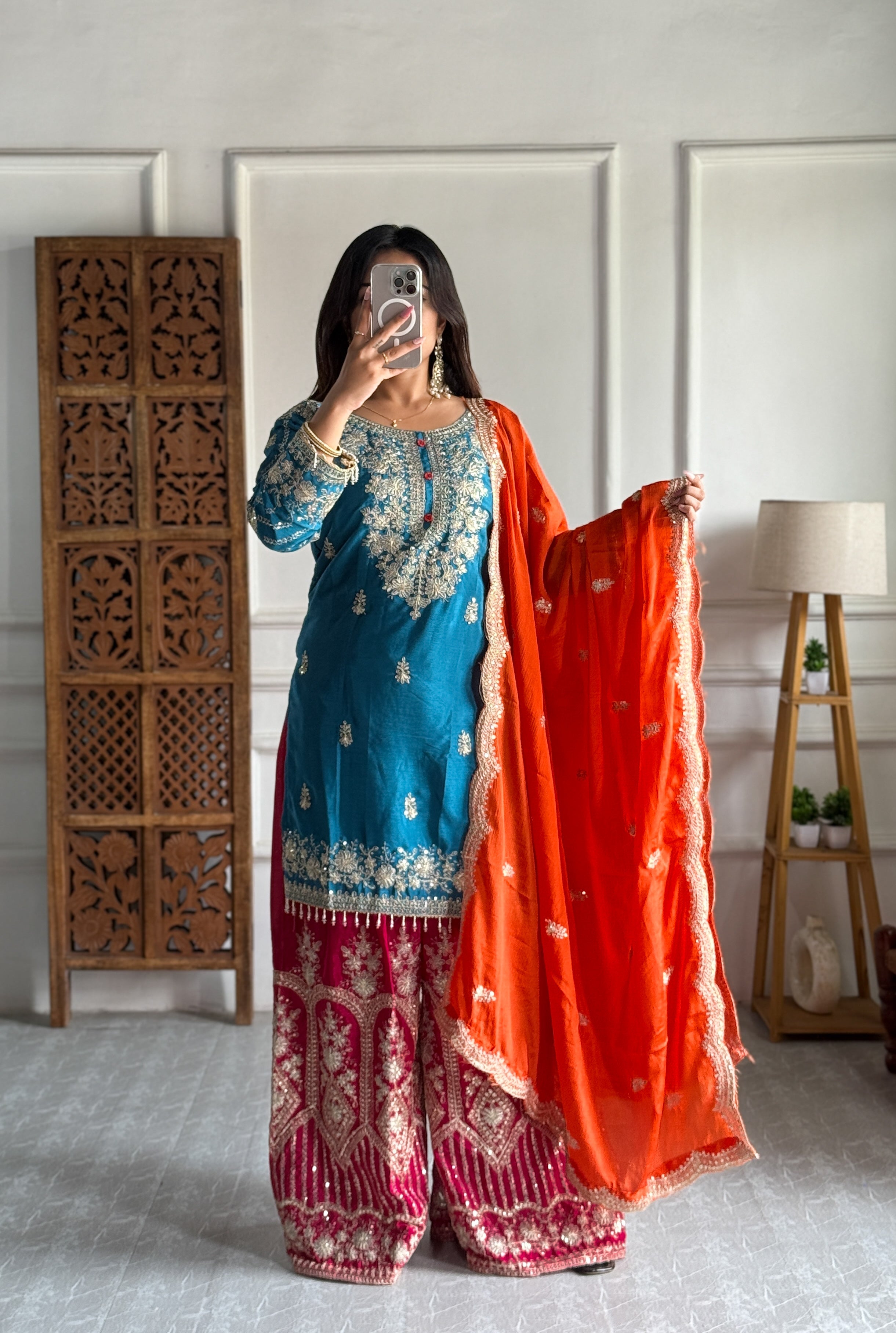 Party Wear Designer Suit Set With Multi needle Embroidery Work