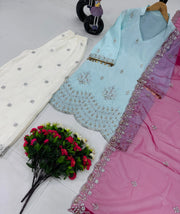 Designer Party Wear Top Plazzo And Beautiful Dupatta