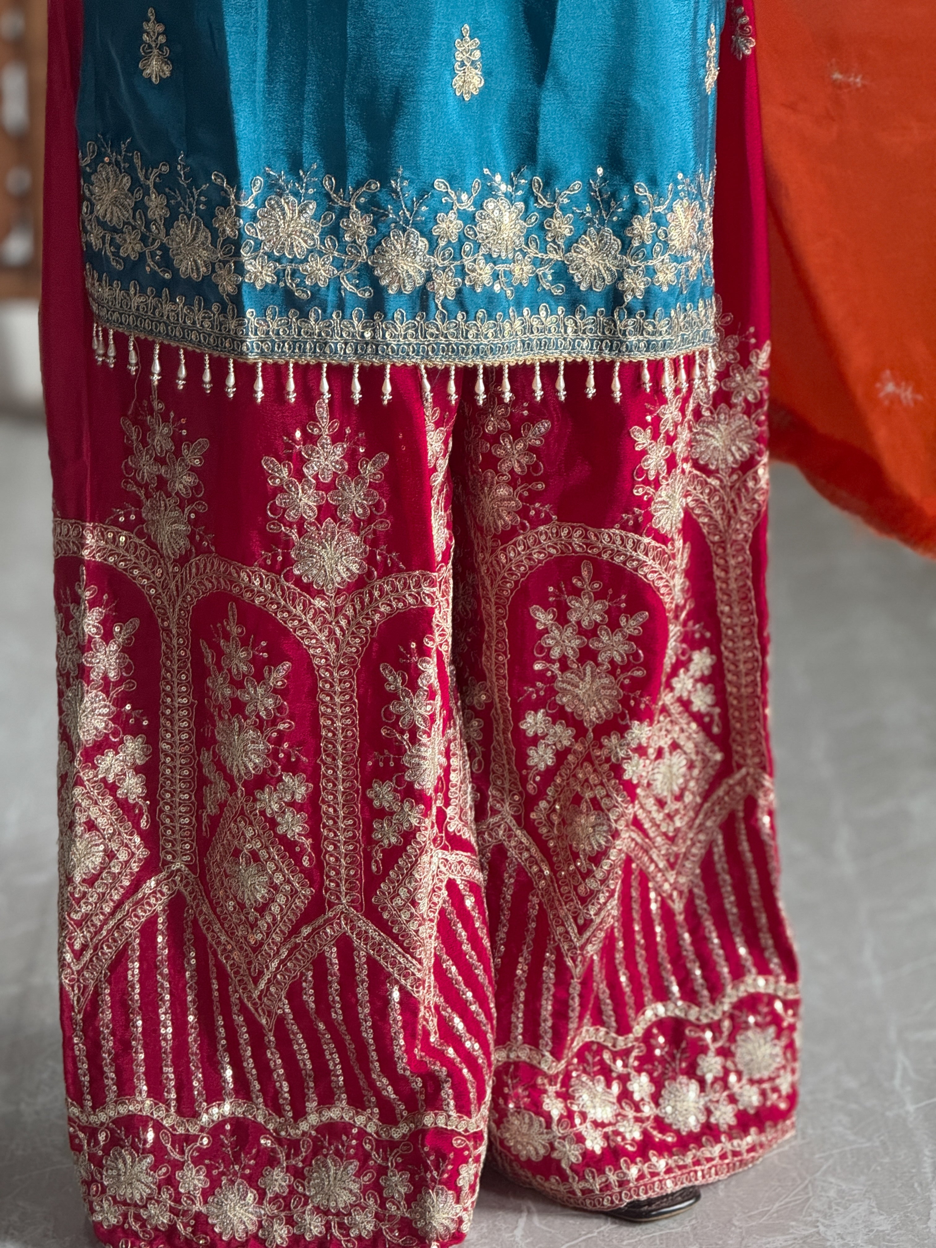 Party Wear Designer Suit Set With Multi needle Embroidery Work