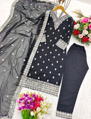 Designer Party Wear Top-Plazzo With Dupatta Set