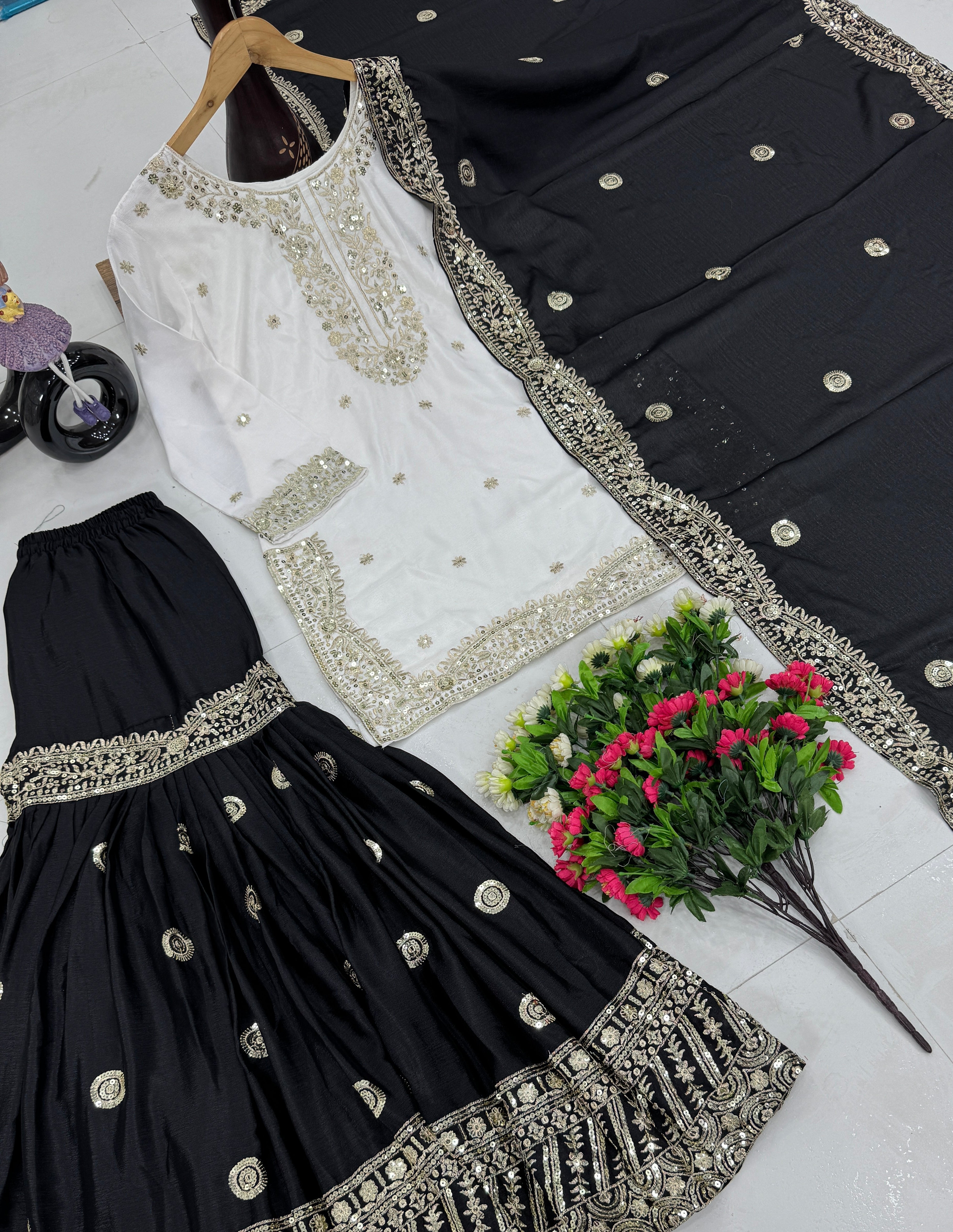 Party Wear Beautiful Top With Sharara And Dupatta