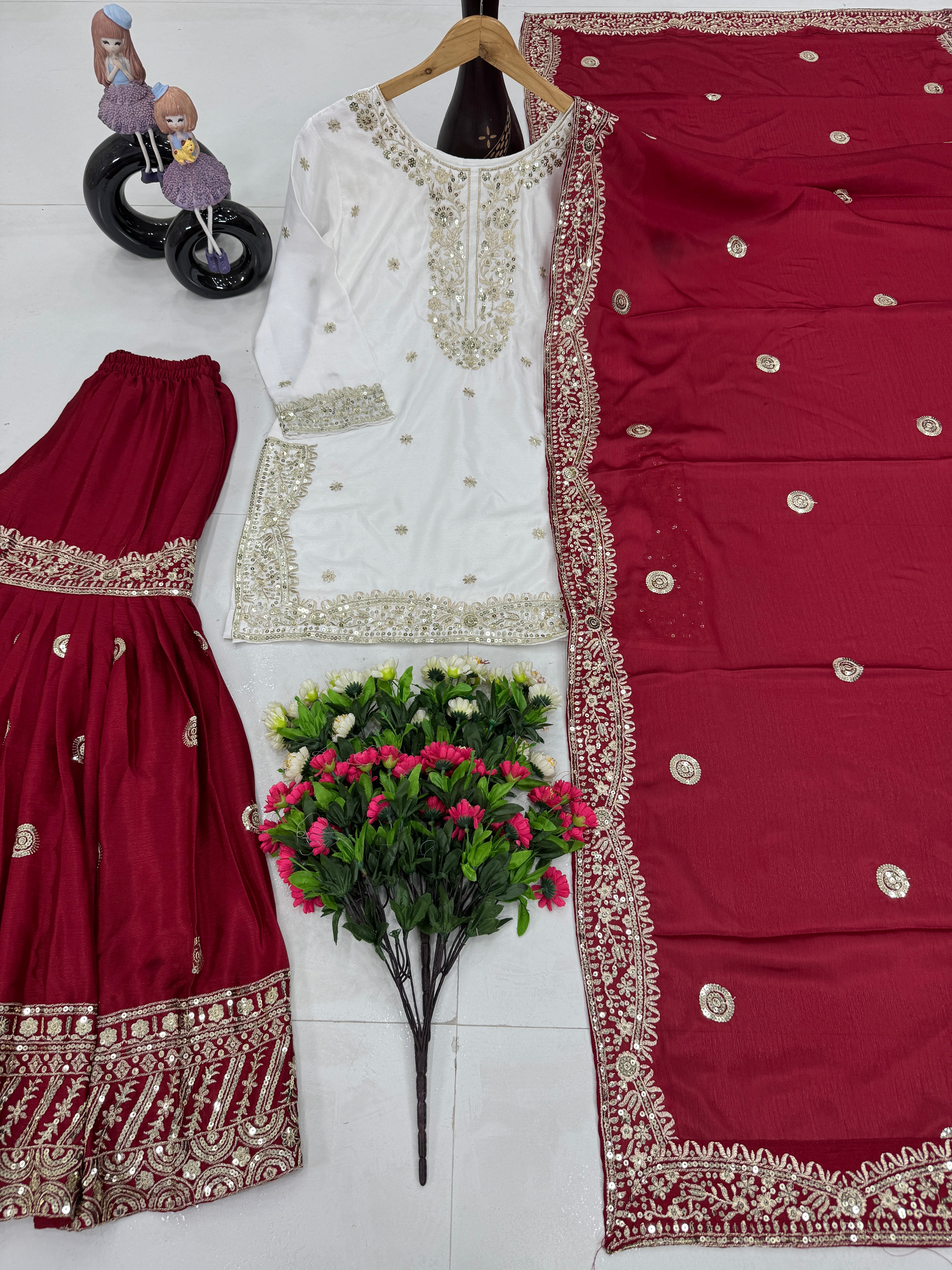 Party Wear Beautiful Top With Sharara And Dupatta