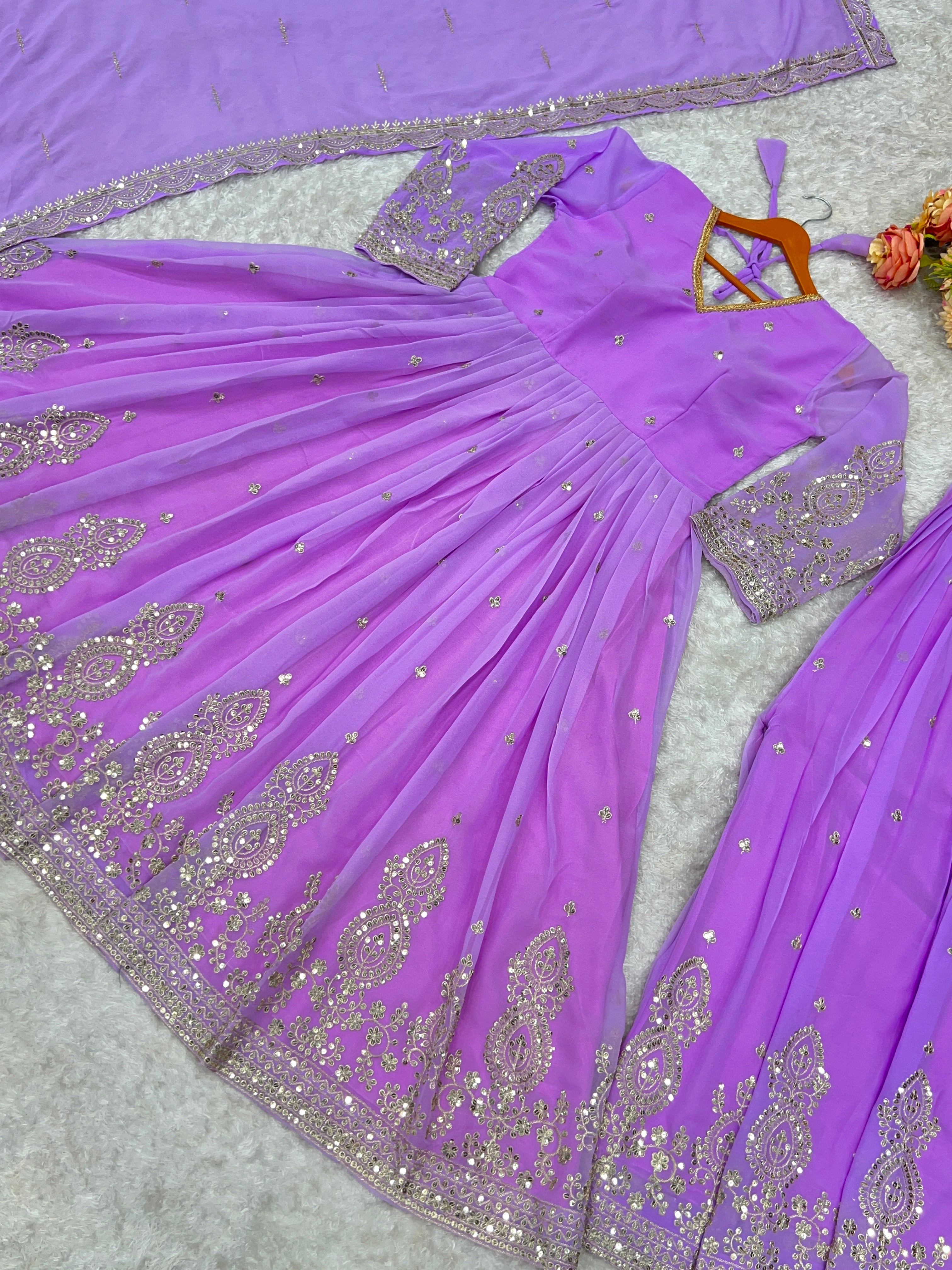 Designer Party Wear Look Anarkali Gown And Pent With Dupatta