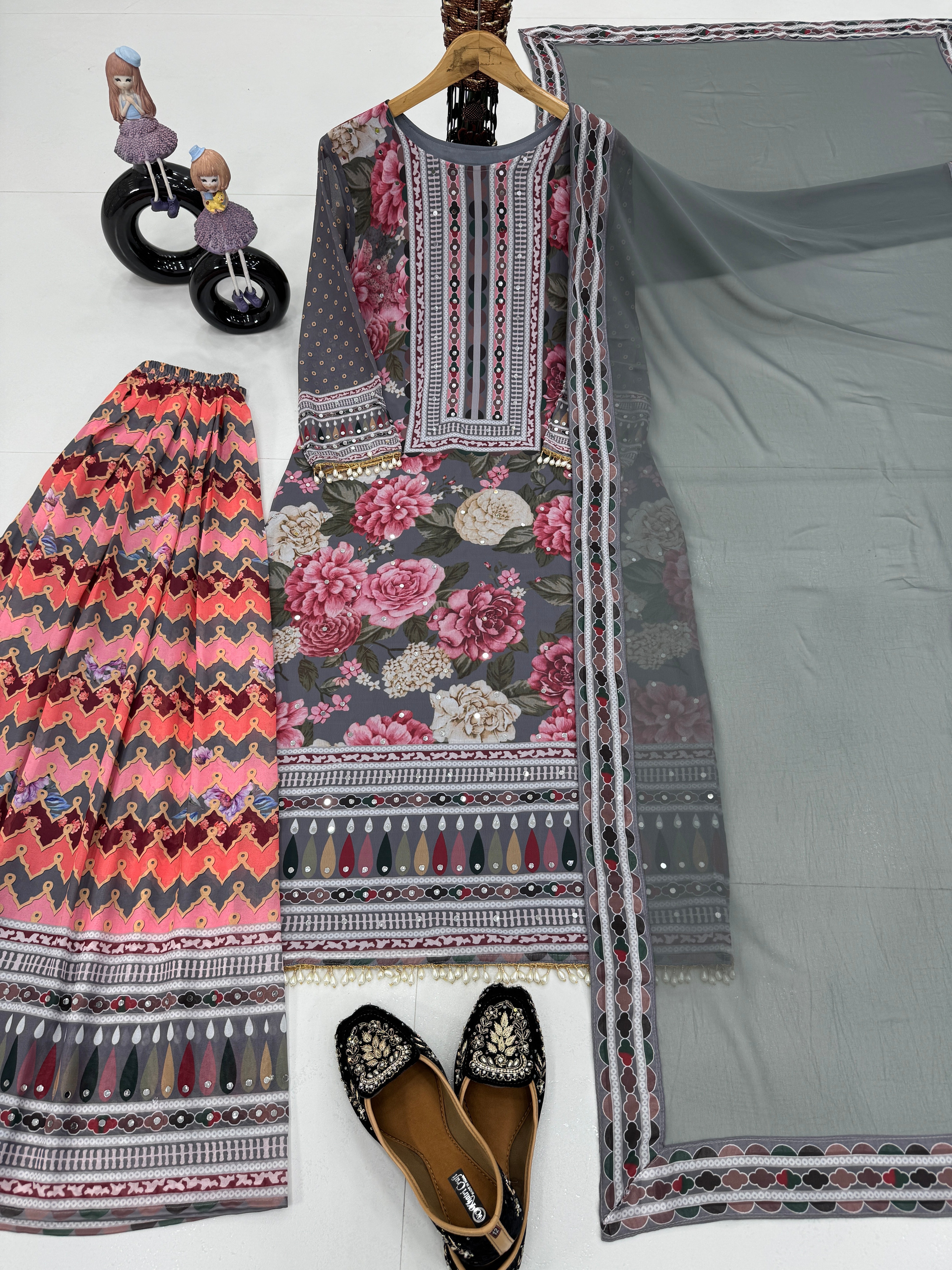 Beautiful Party Wear Top Plazzo And Dupatta