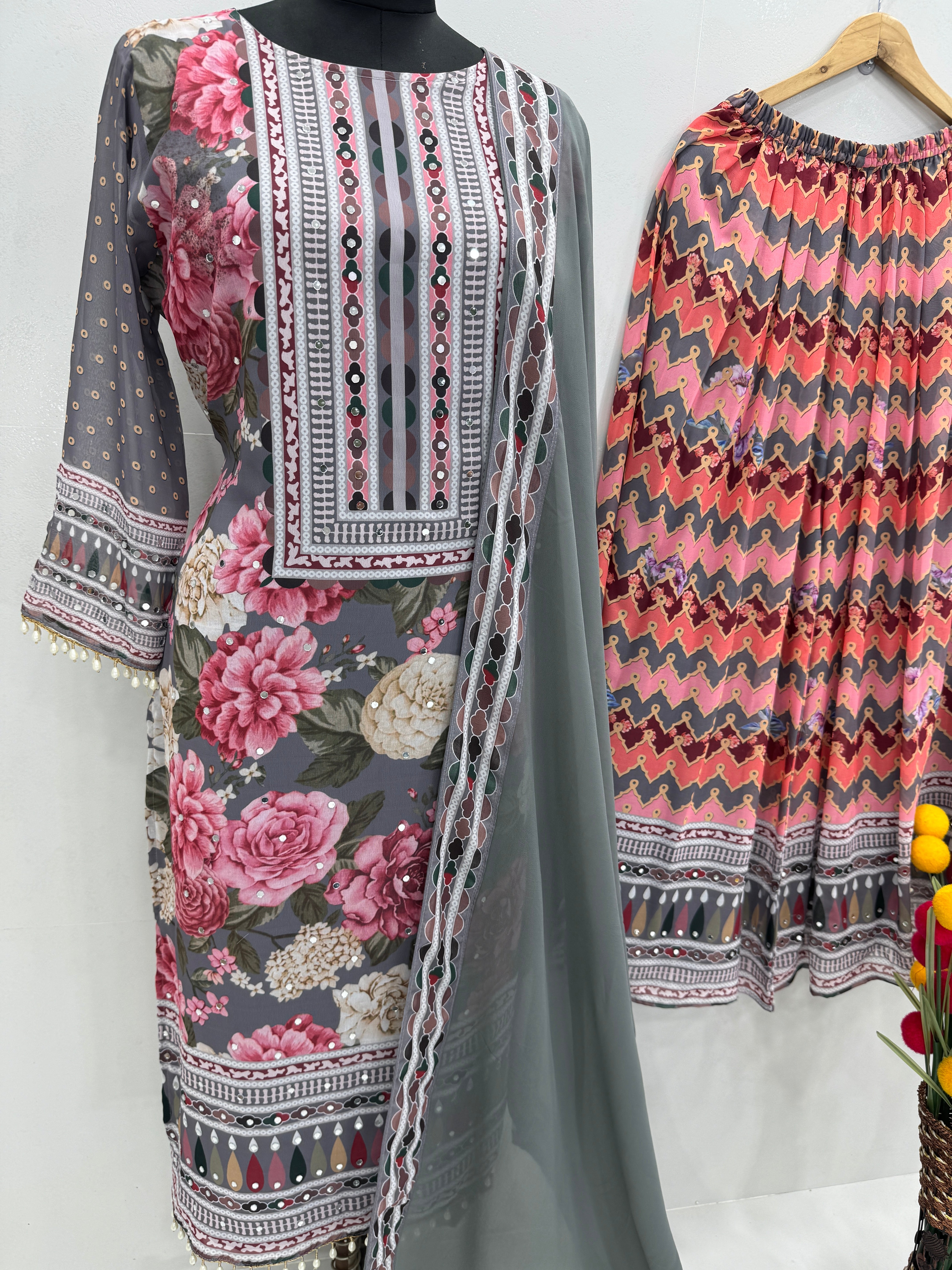 Beautiful Party Wear Top Plazzo And Dupatta