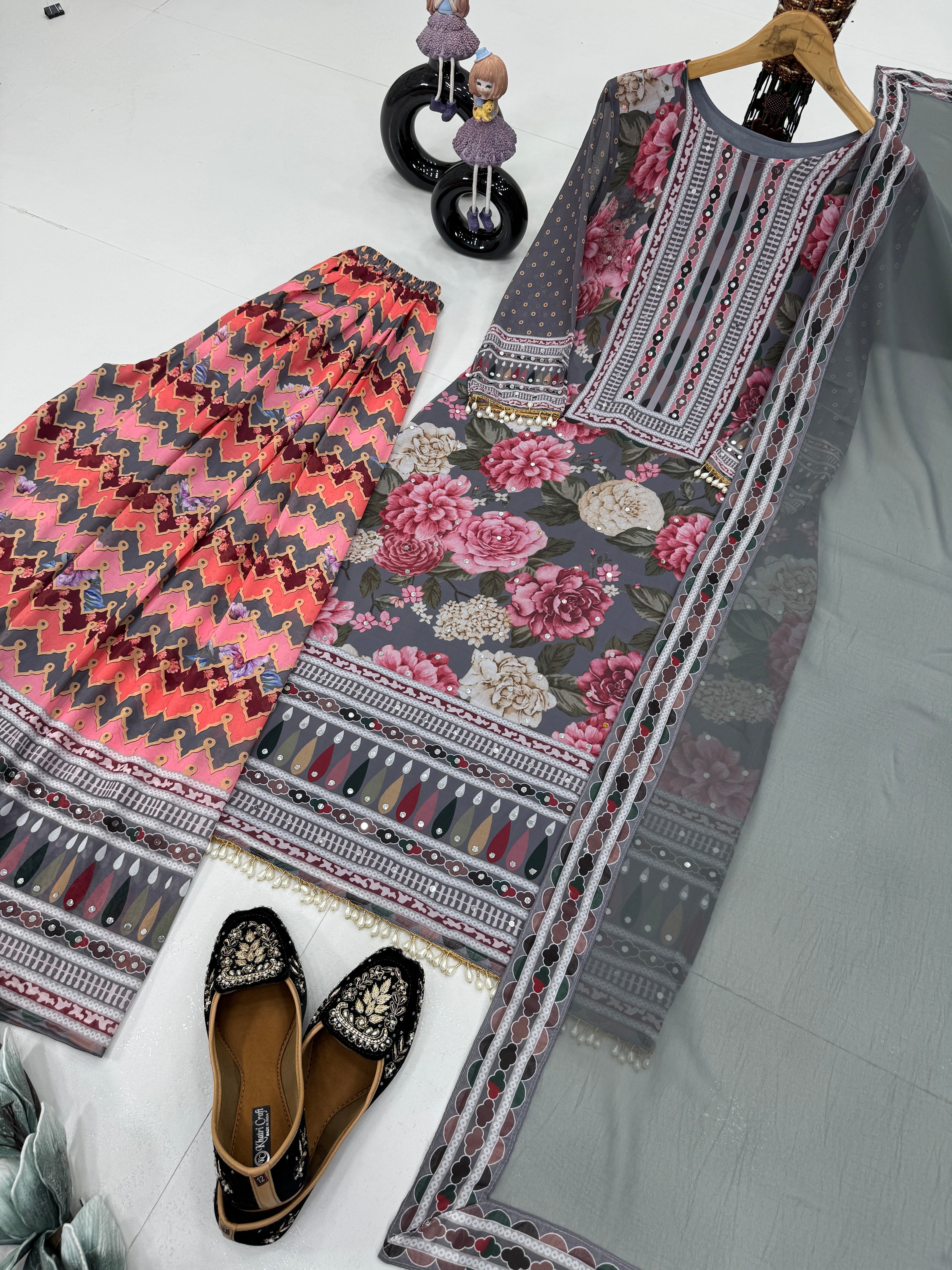 Beautiful Party Wear Top Plazzo And Dupatta