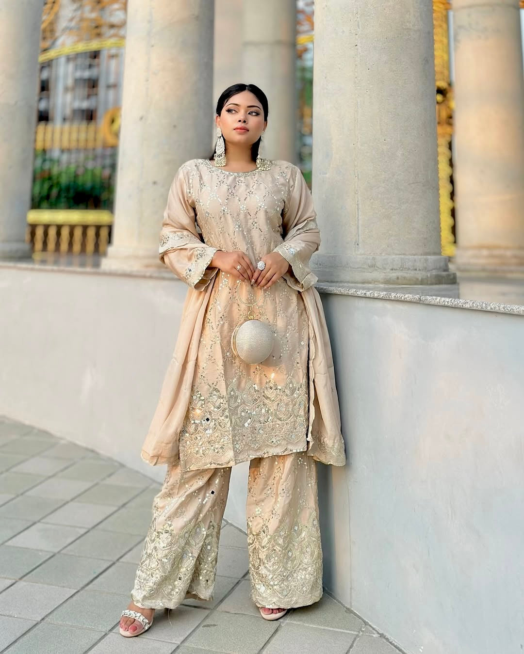 Designer Top-Bottom And Dupatta With Real Mirror Hand Work