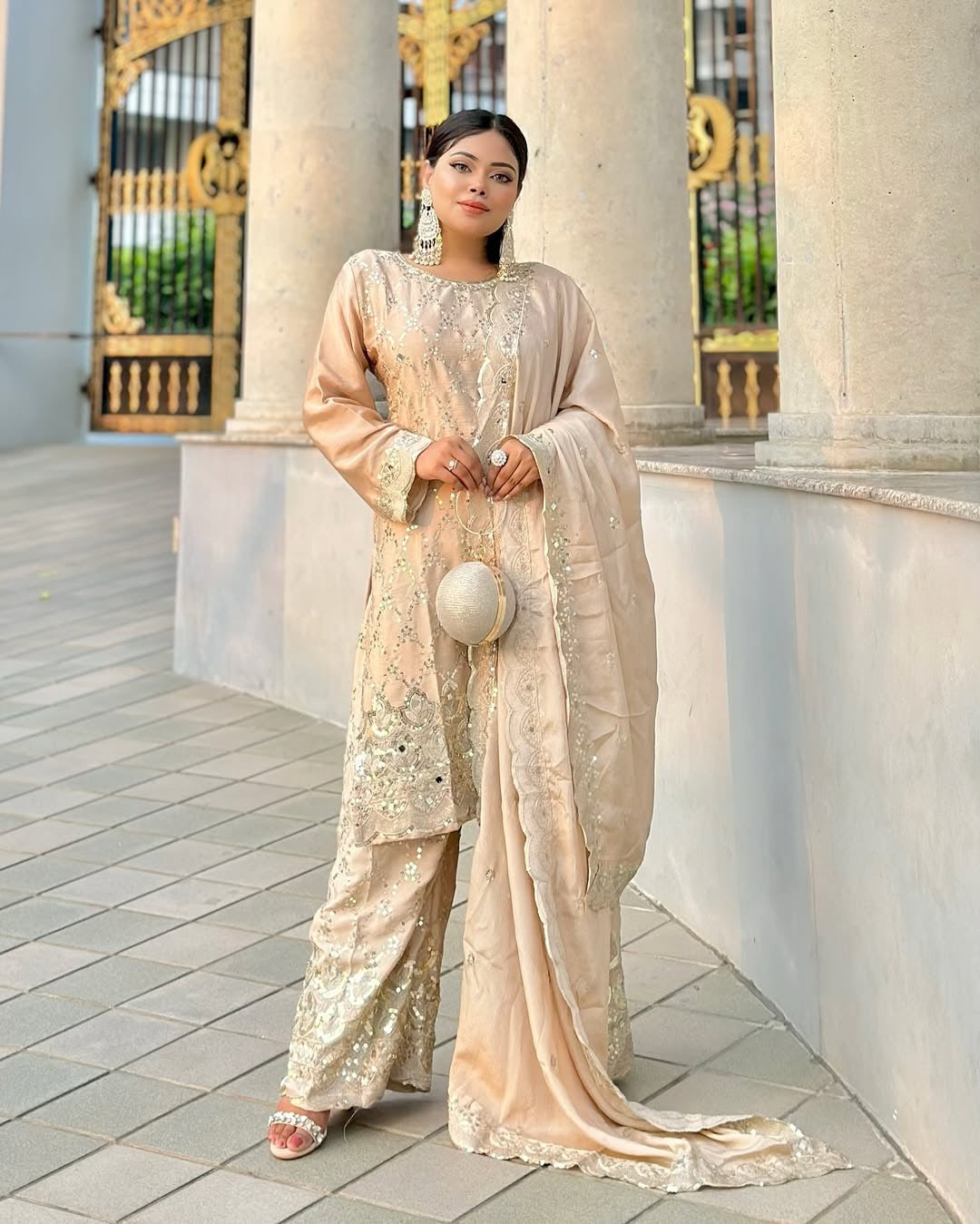 Designer Top-Bottom And Dupatta With Real Mirror Hand Work