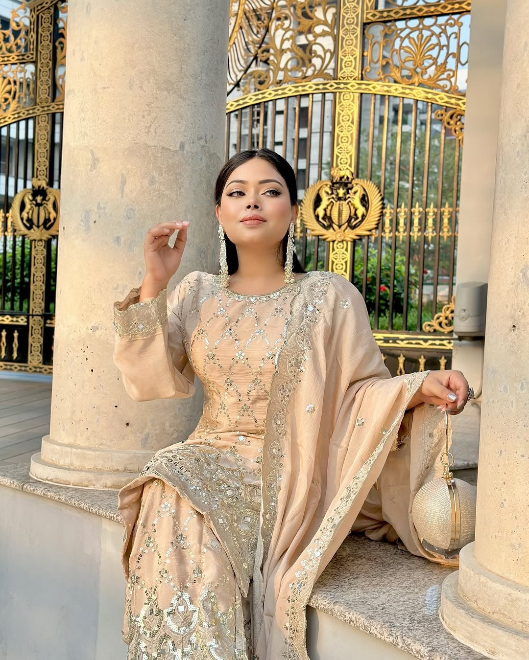 Designer Top-Bottom And Dupatta With Real Mirror Hand Work