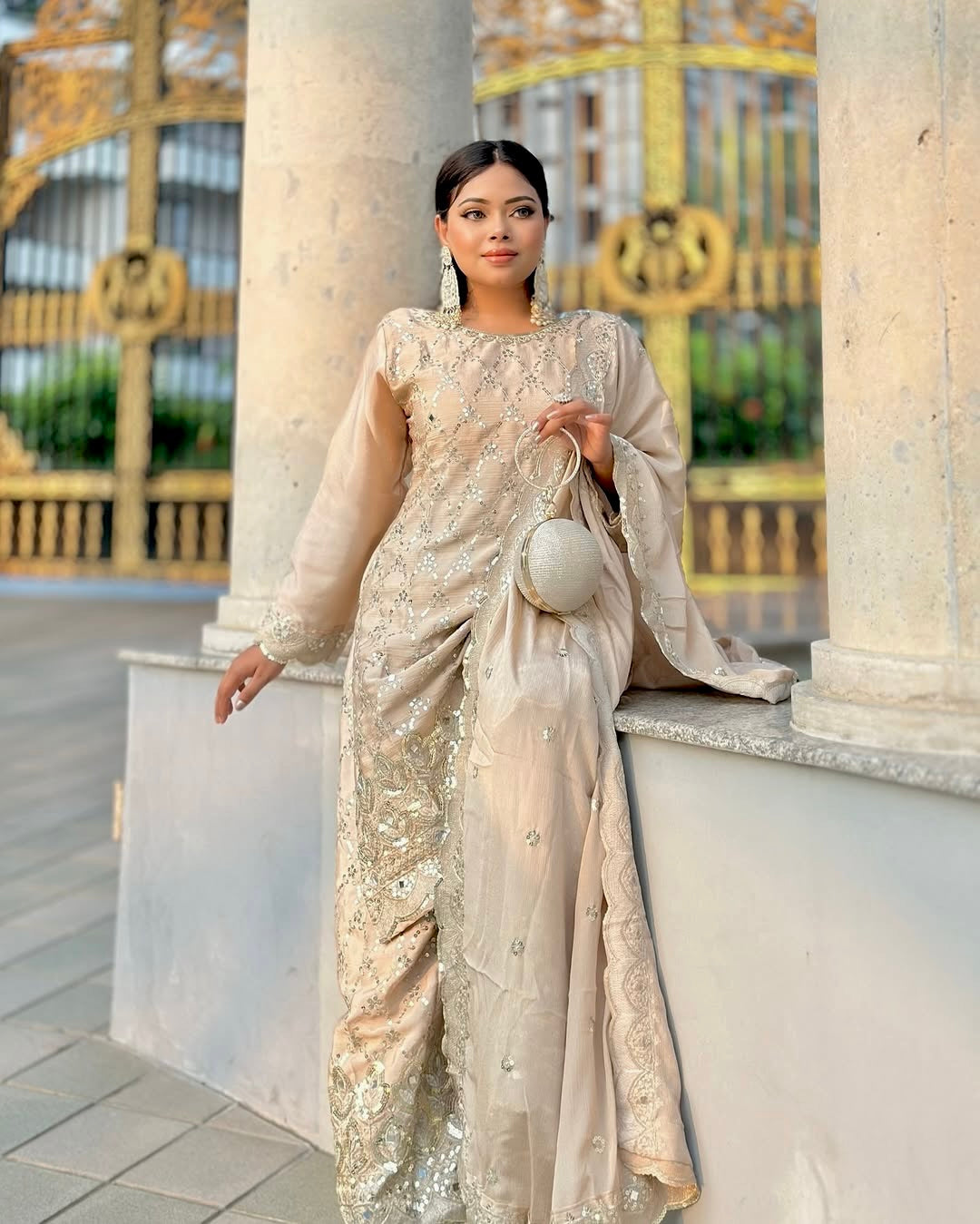 Designer Top-Bottom And Dupatta With Real Mirror Hand Work