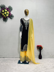 Beautiful Party Wear Top Plazzo And Dupatta With Coding Sequence Work