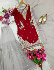 Beautiful Party Wear Top Plazzo And Dupatta