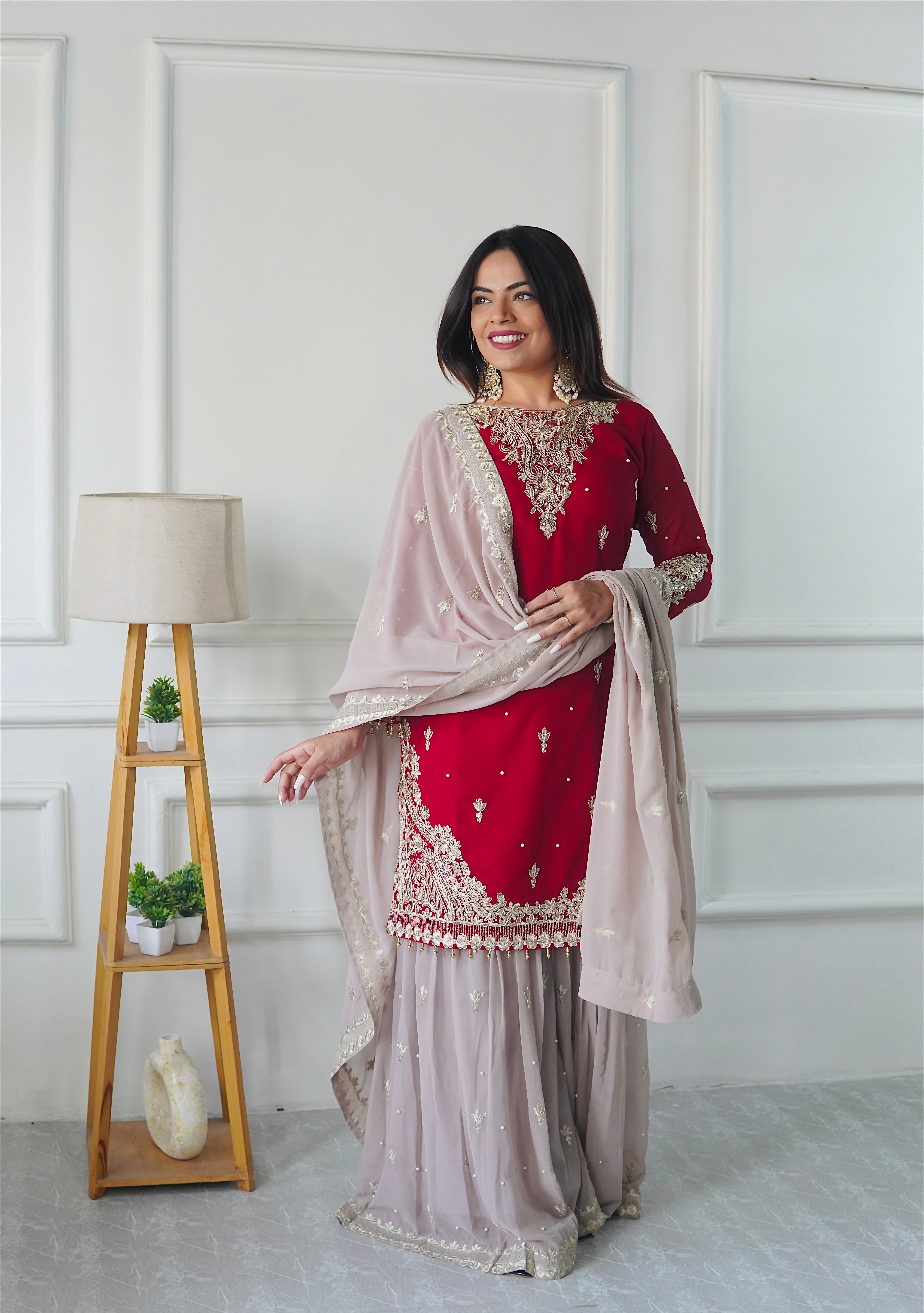 Beautiful Party Wear Top Plazzo And Dupatta