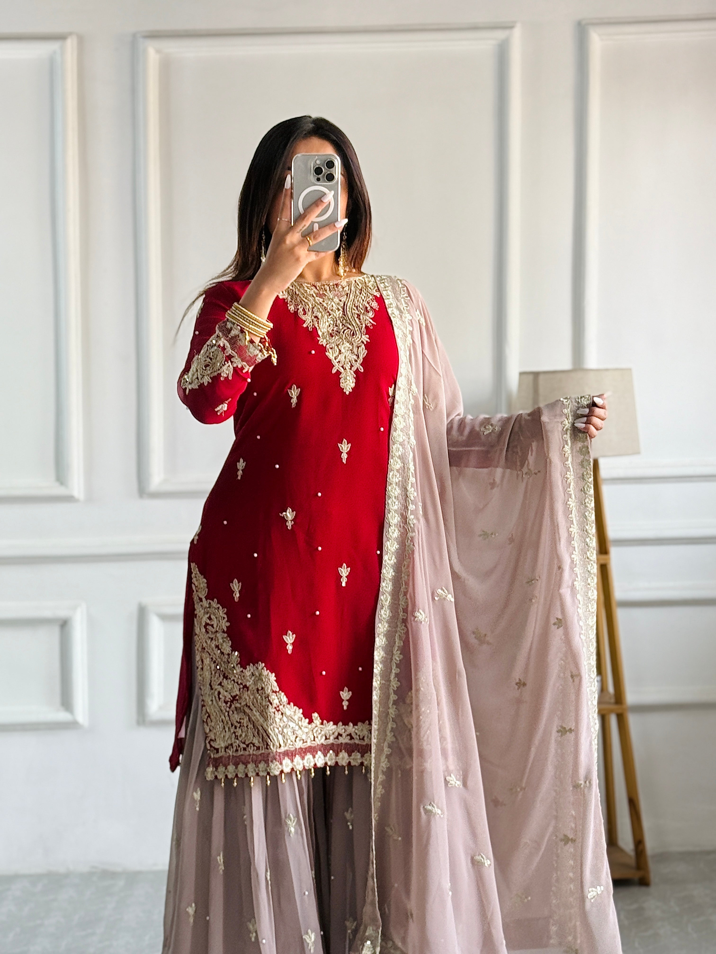 Beautiful Party Wear Top Plazzo And Dupatta