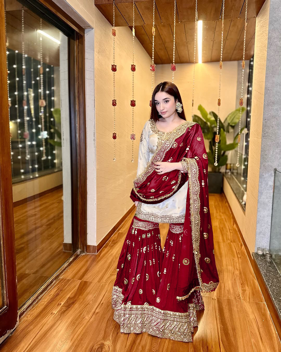 Party Wear Beautiful Top With Sharara And Dupatta