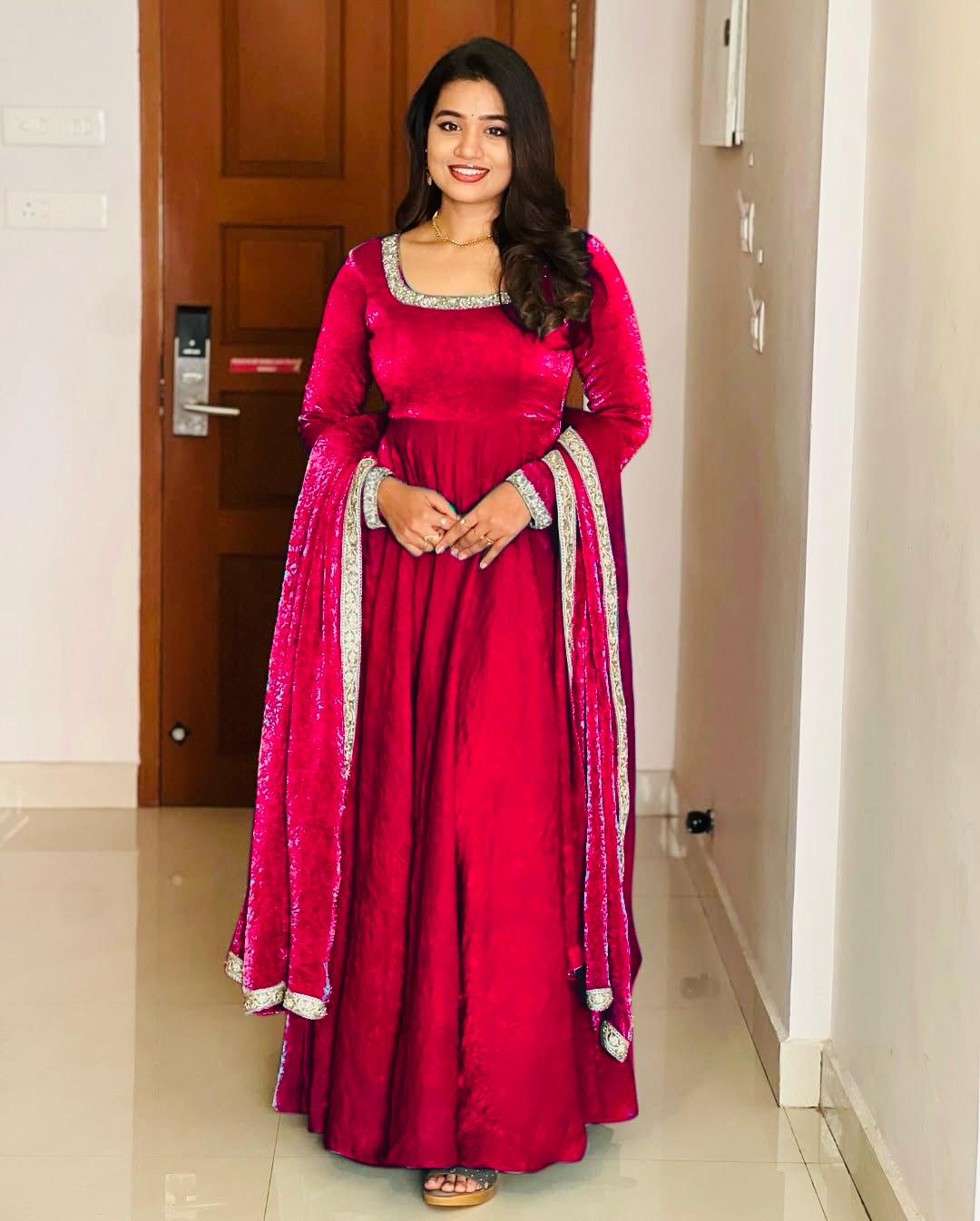 Designer Party Wear Look Gown-Dupatta With Multi Thread Embroidery Sequence Work