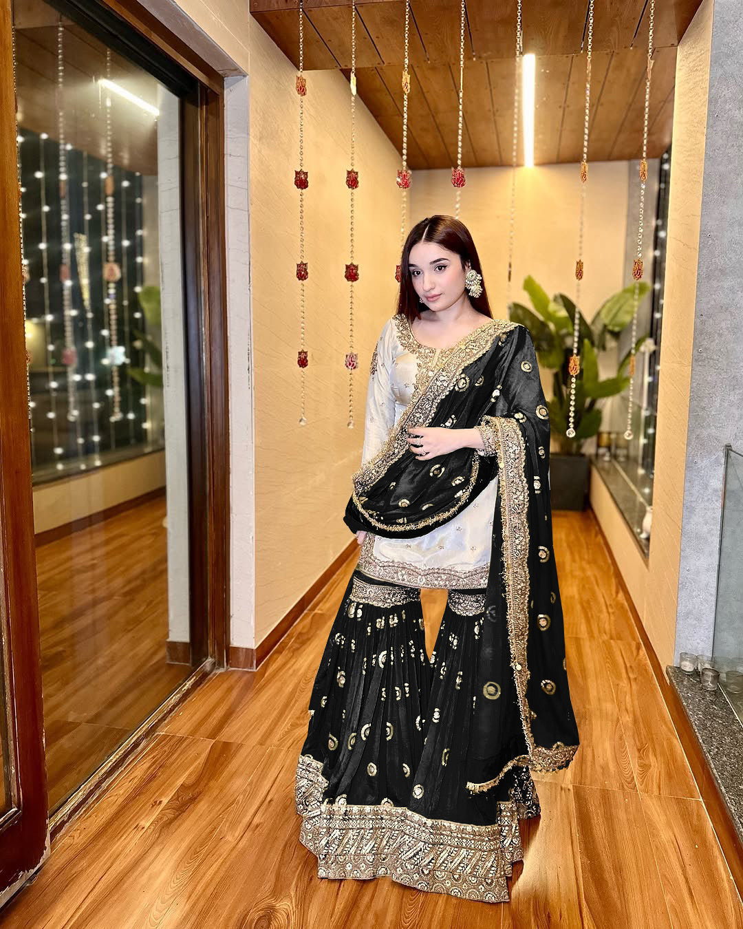 Party Wear Beautiful Top With Sharara And Dupatta