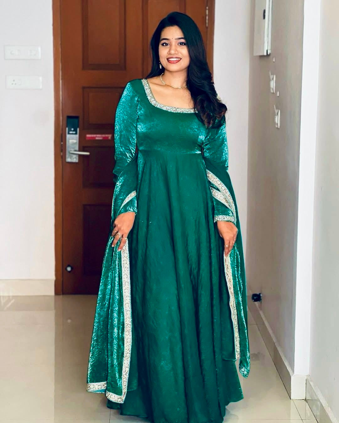 Designer Party Wear Look Gown-Dupatta With Multi Thread Embroidery Sequence Work