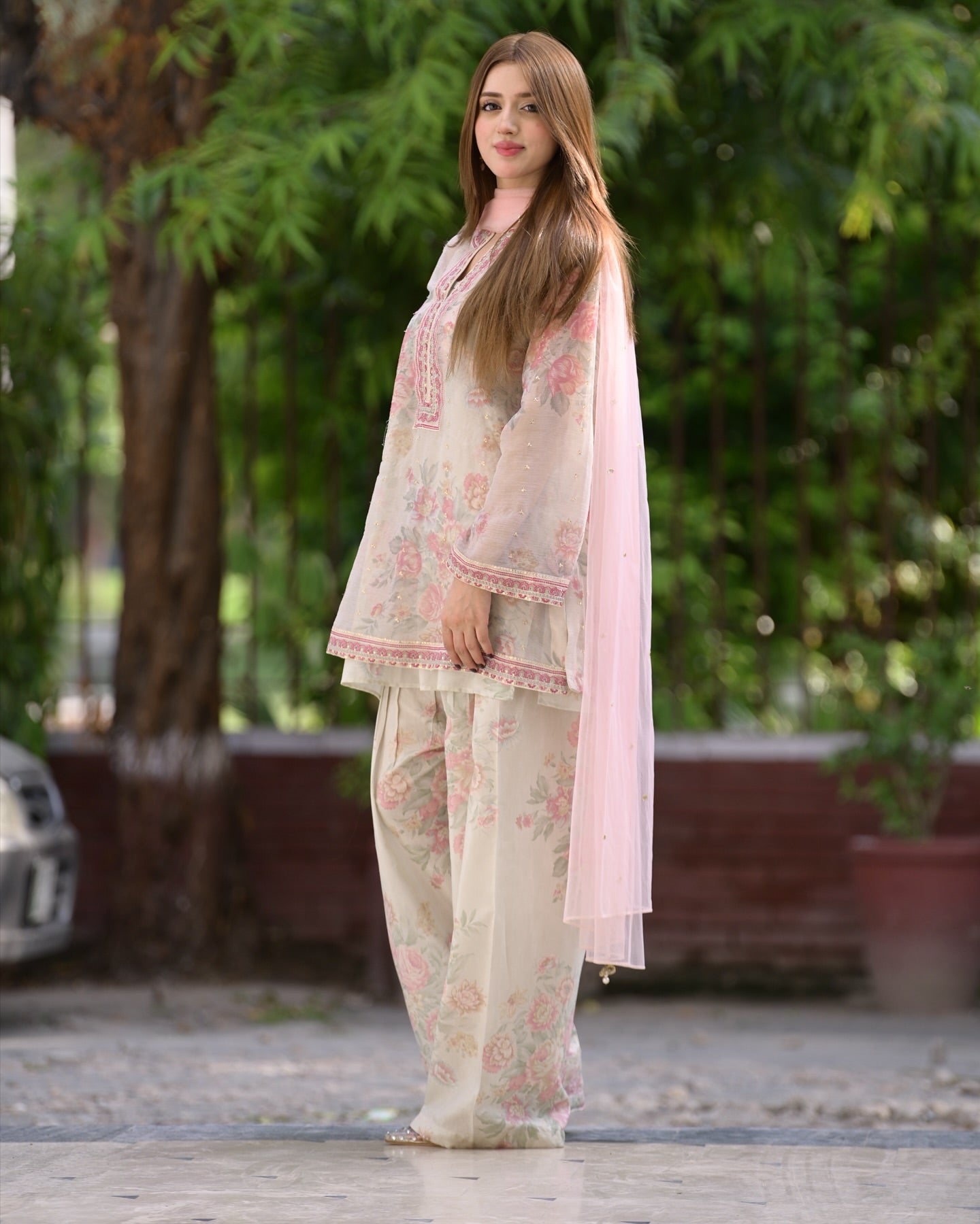 Designer Party Wear Look Top & Palazzo With Dupatta Set