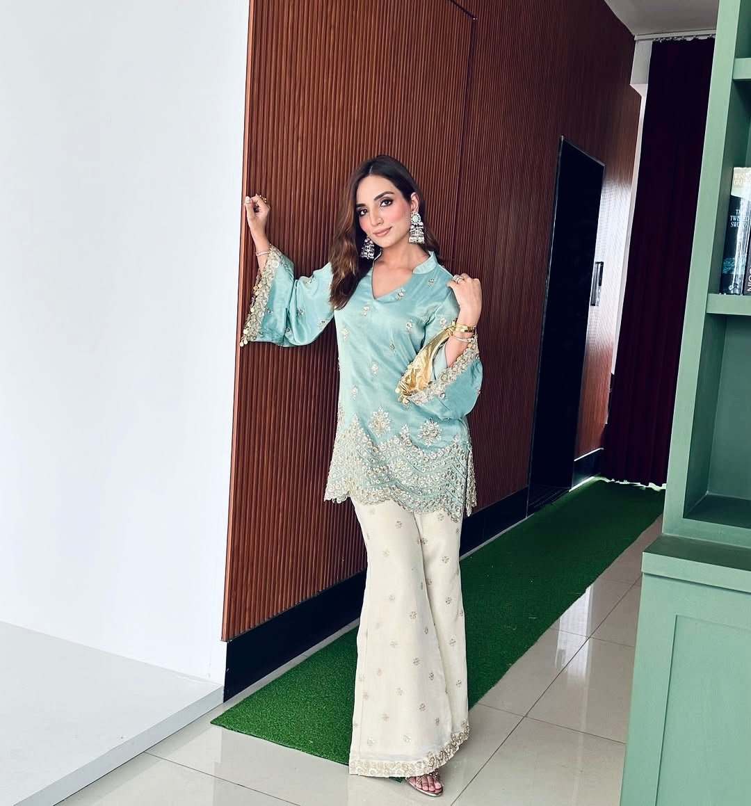 Designer Party Wear Top Plazzo And Beautiful Dupatta