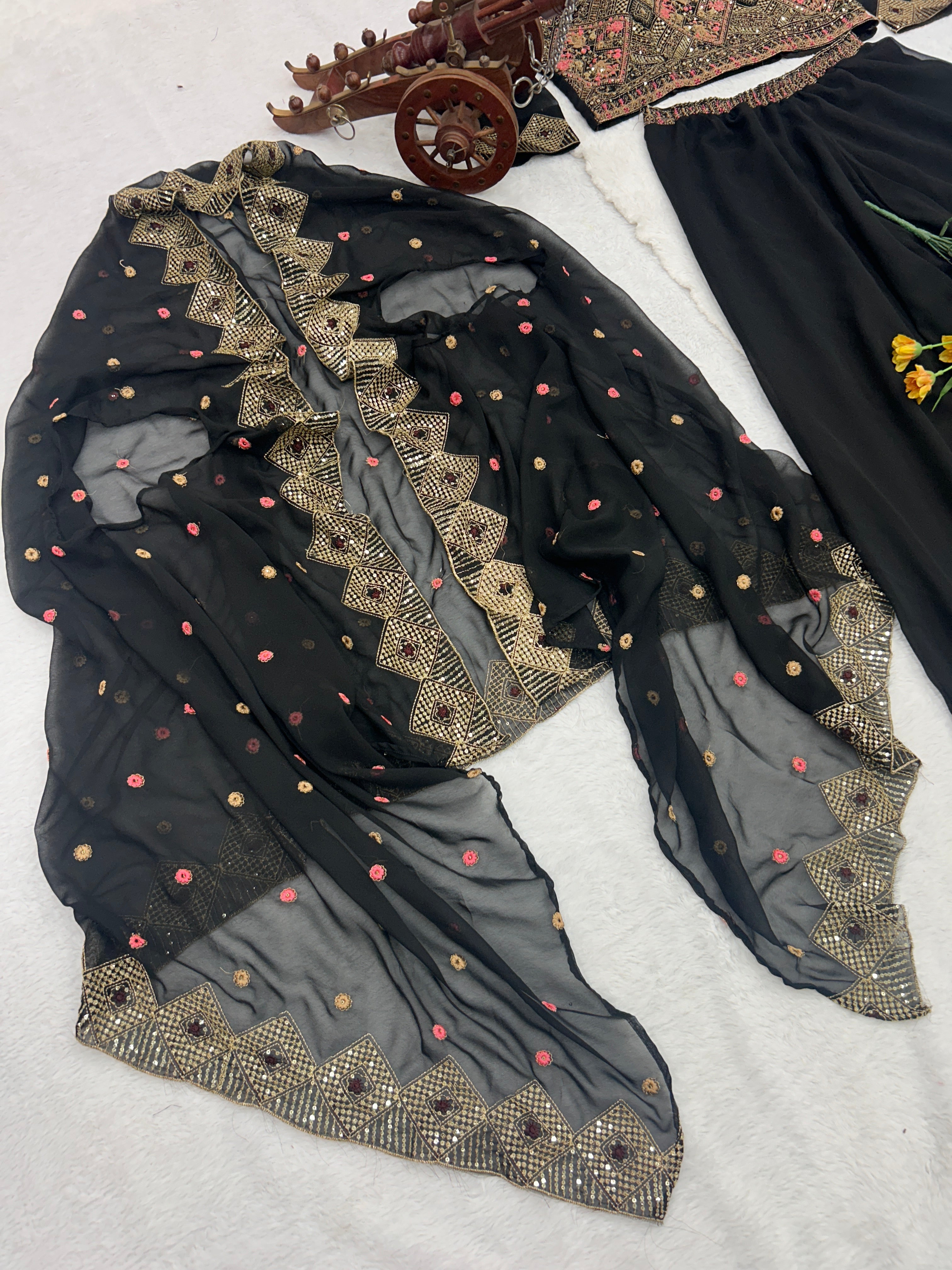 Party Wear Designer Choli-Plazzo And Beautiful Koti