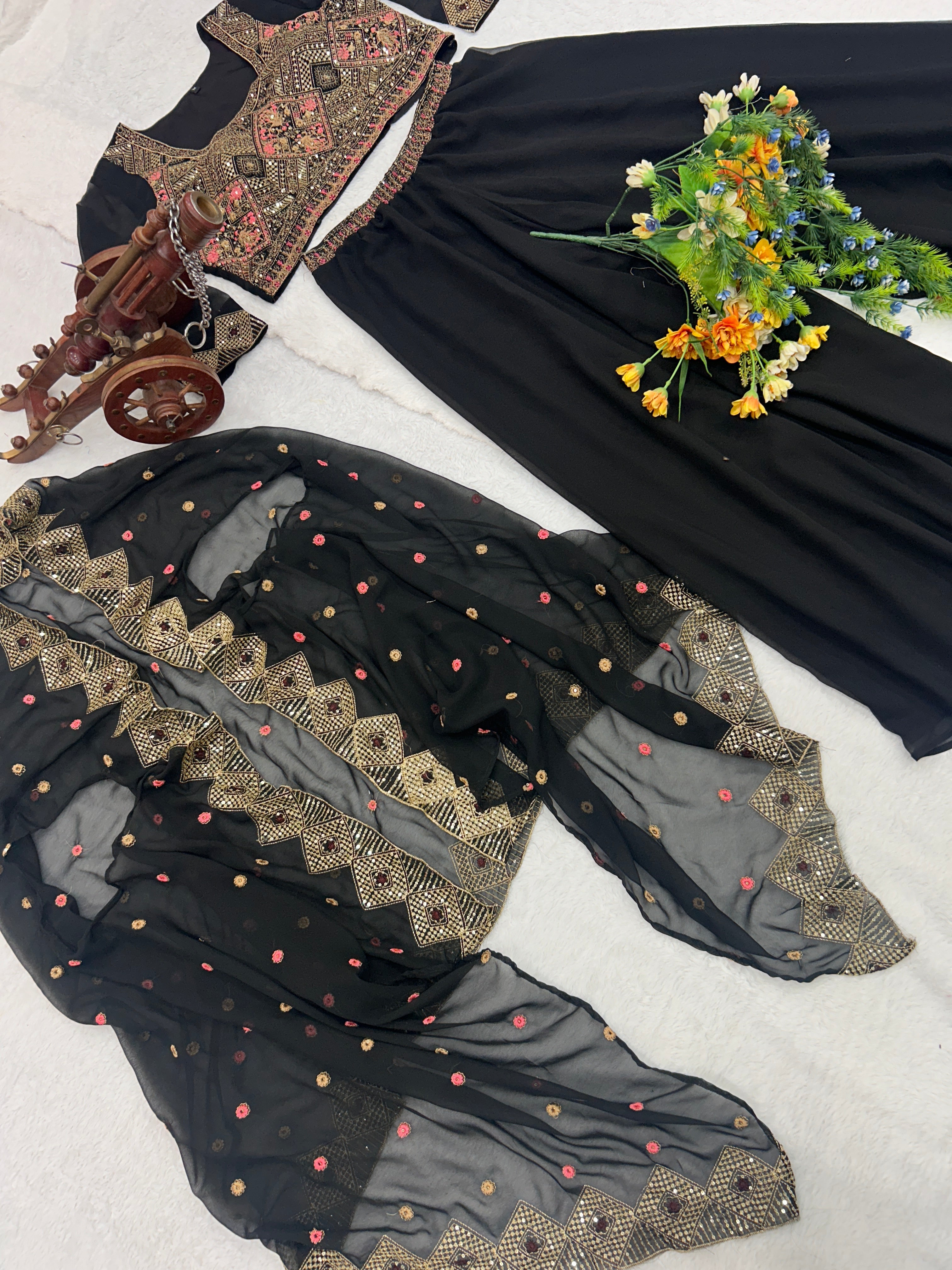 Party Wear Designer Choli-Plazzo And Beautiful Koti