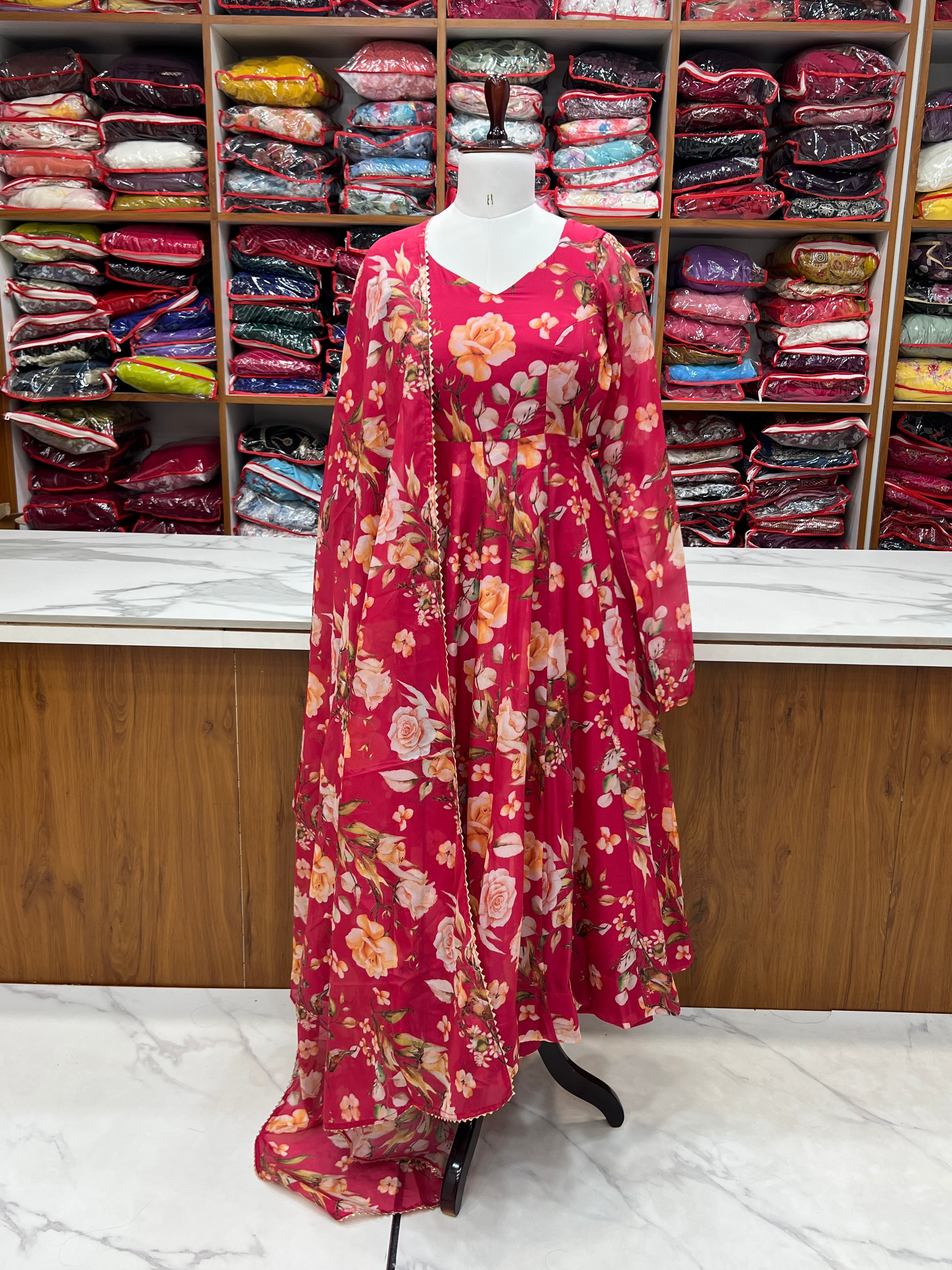 Beautiful Party Wear Anarkali Gown With Dupatta