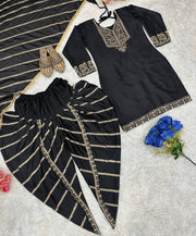 Beautiful Party Wear Top And Dhoti With Dupatta
