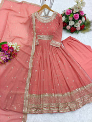 Designer Party Wear Gown With Pent And Dupatta