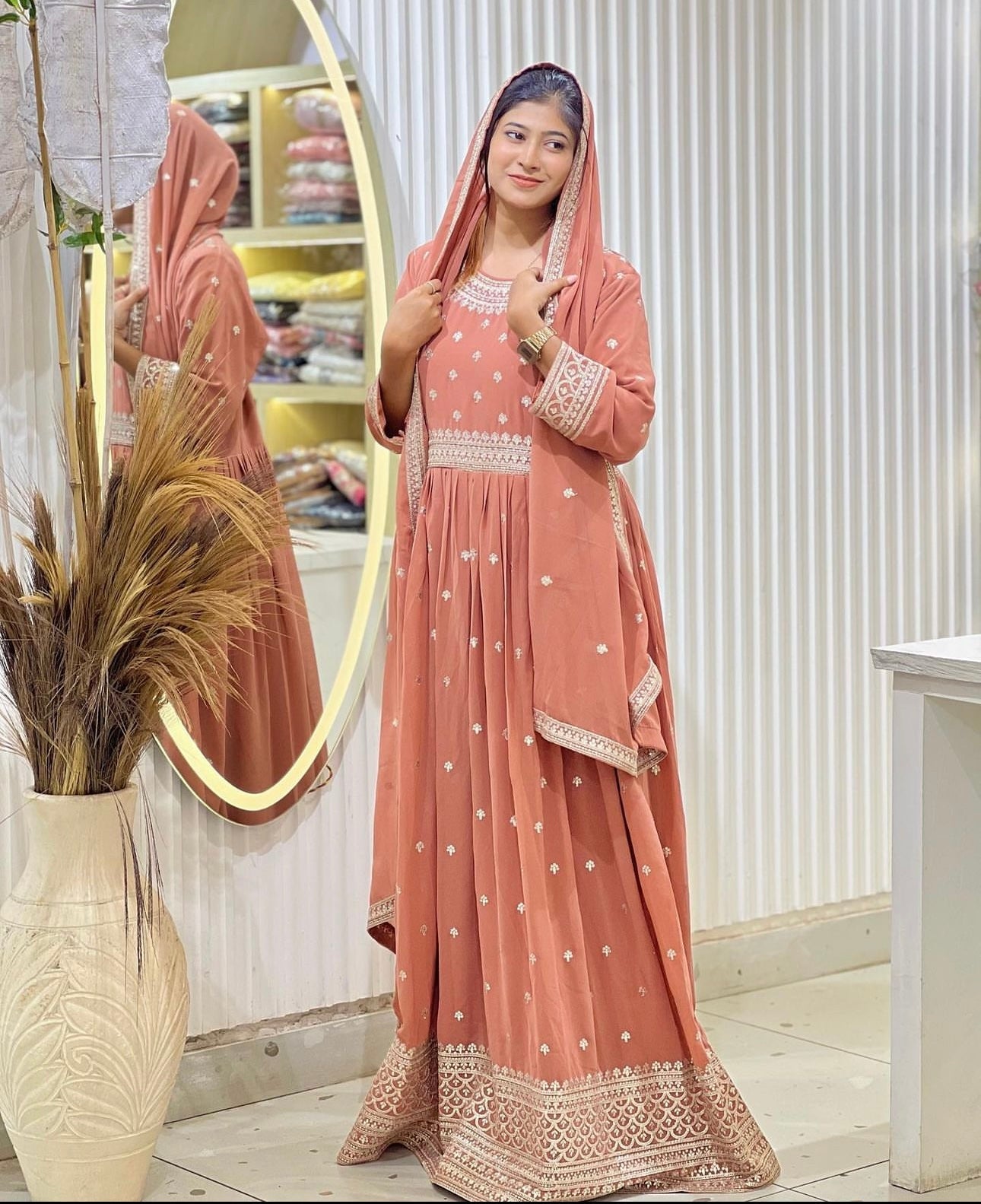 Designer Party Wear Gown With Pent And Dupatta