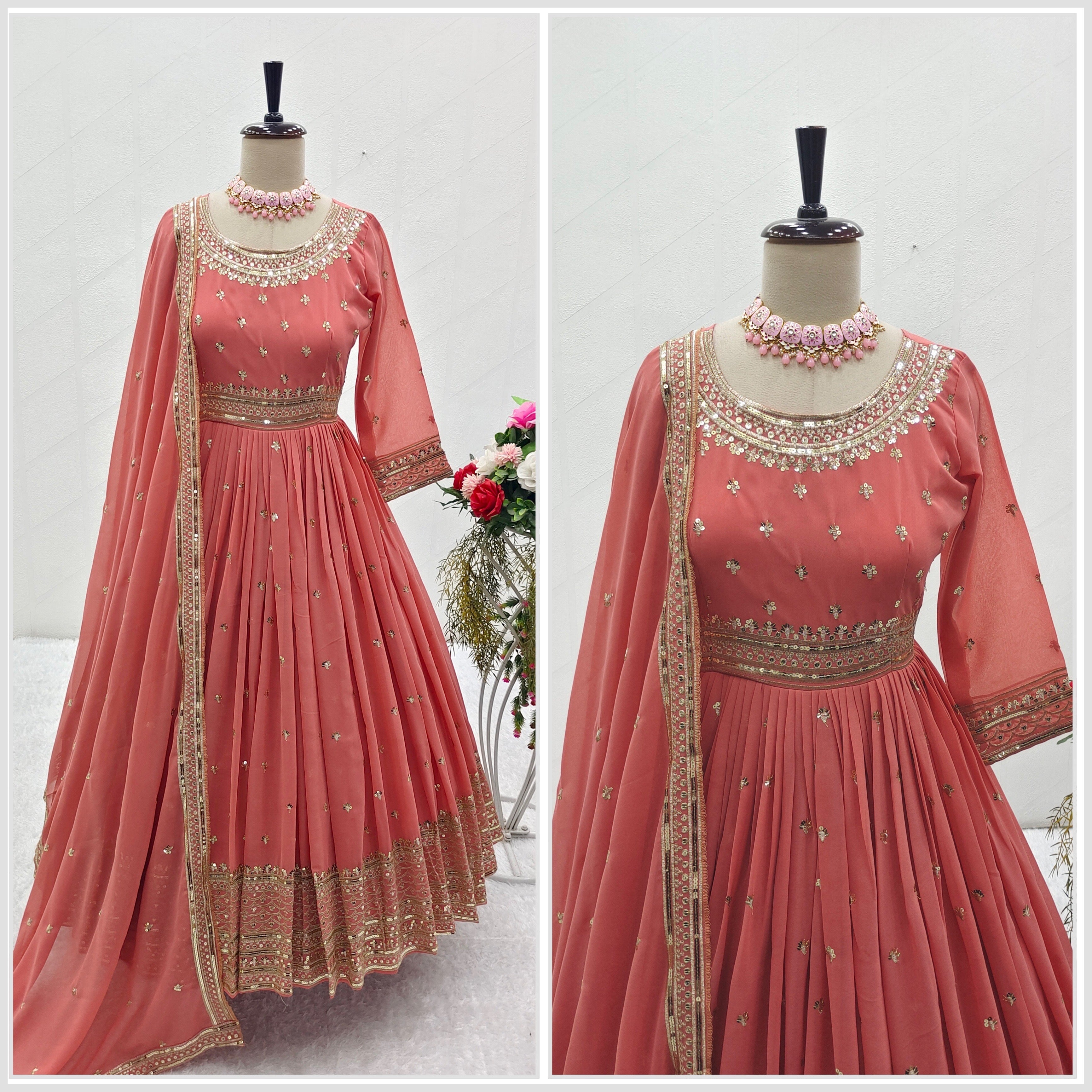 Designer Party Wear Gown With Pent And Dupatta