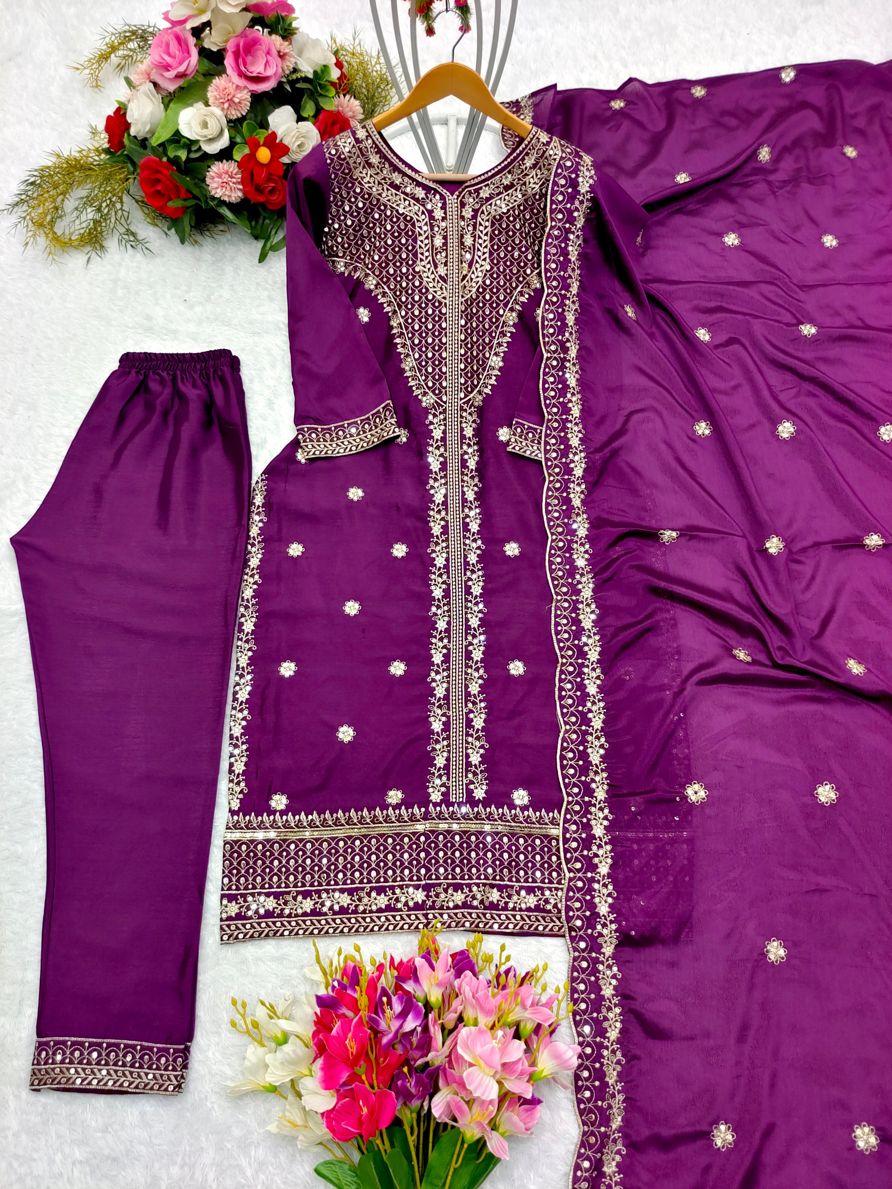 Party Wear Beautiful Top-Pent With Dupatta Set