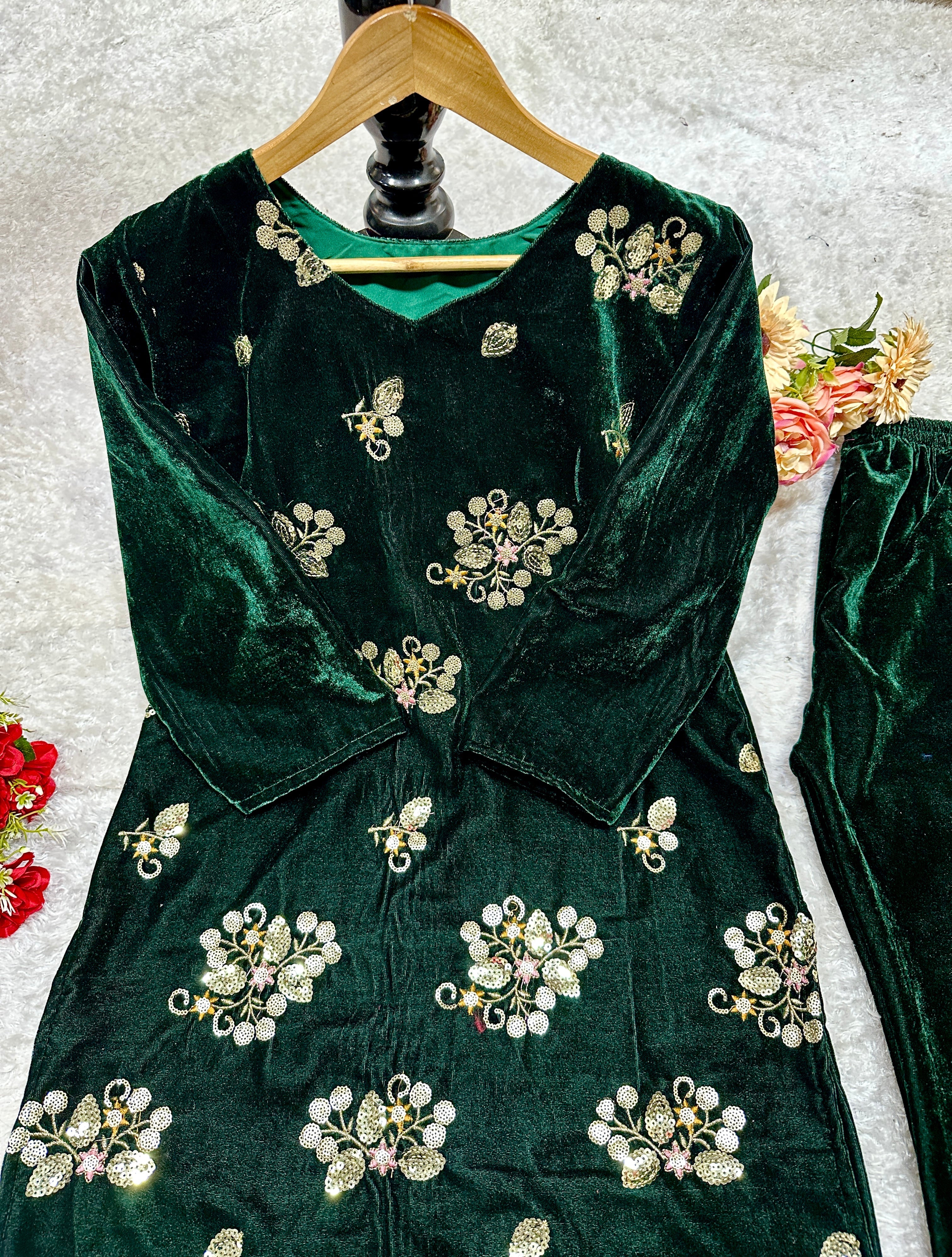 Beautiful Party Wear Top And Bottom With Embroidery Work