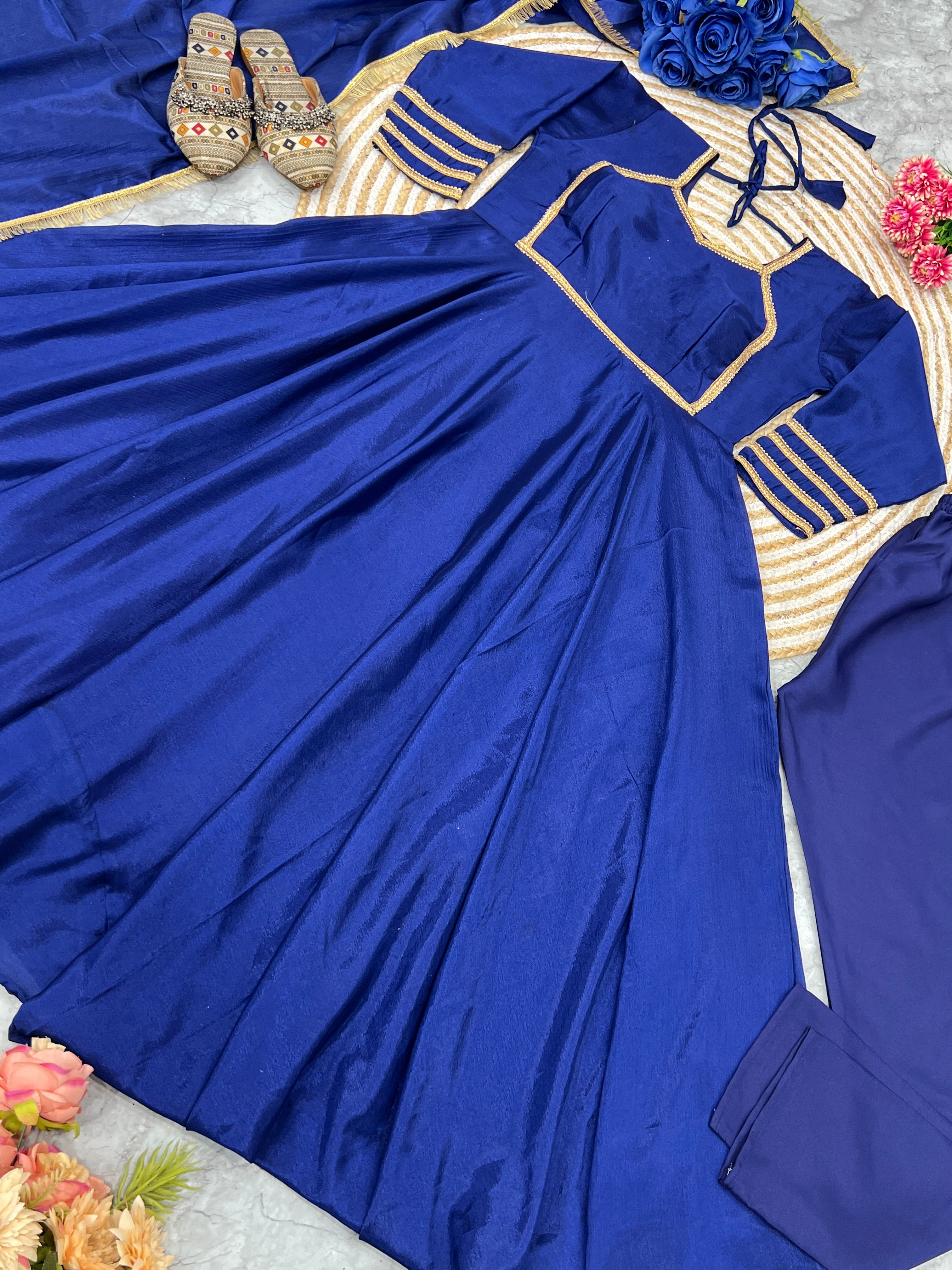 Designer Party Wear Look Anarkali Gown And Pent With Dupatta