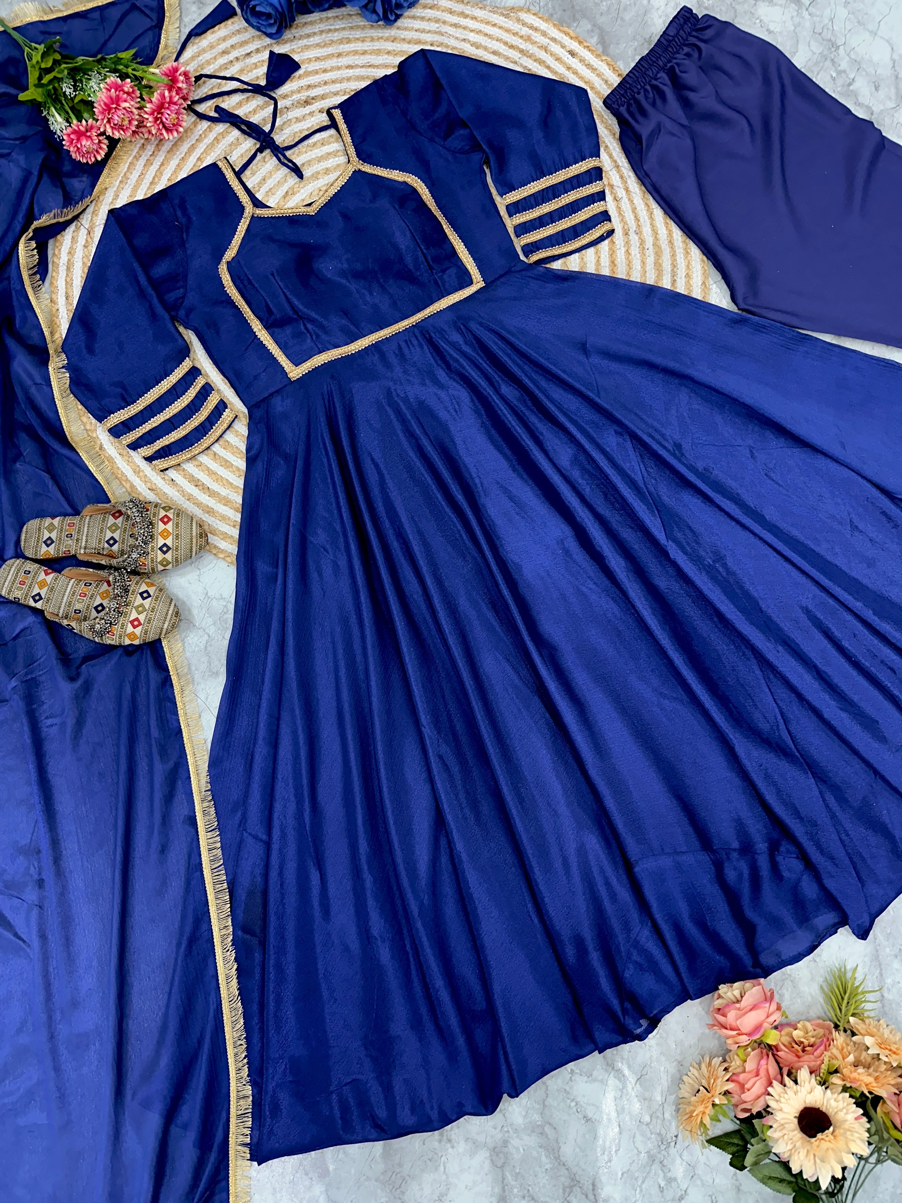 Designer Party Wear Look Anarkali Gown And Pent With Dupatta