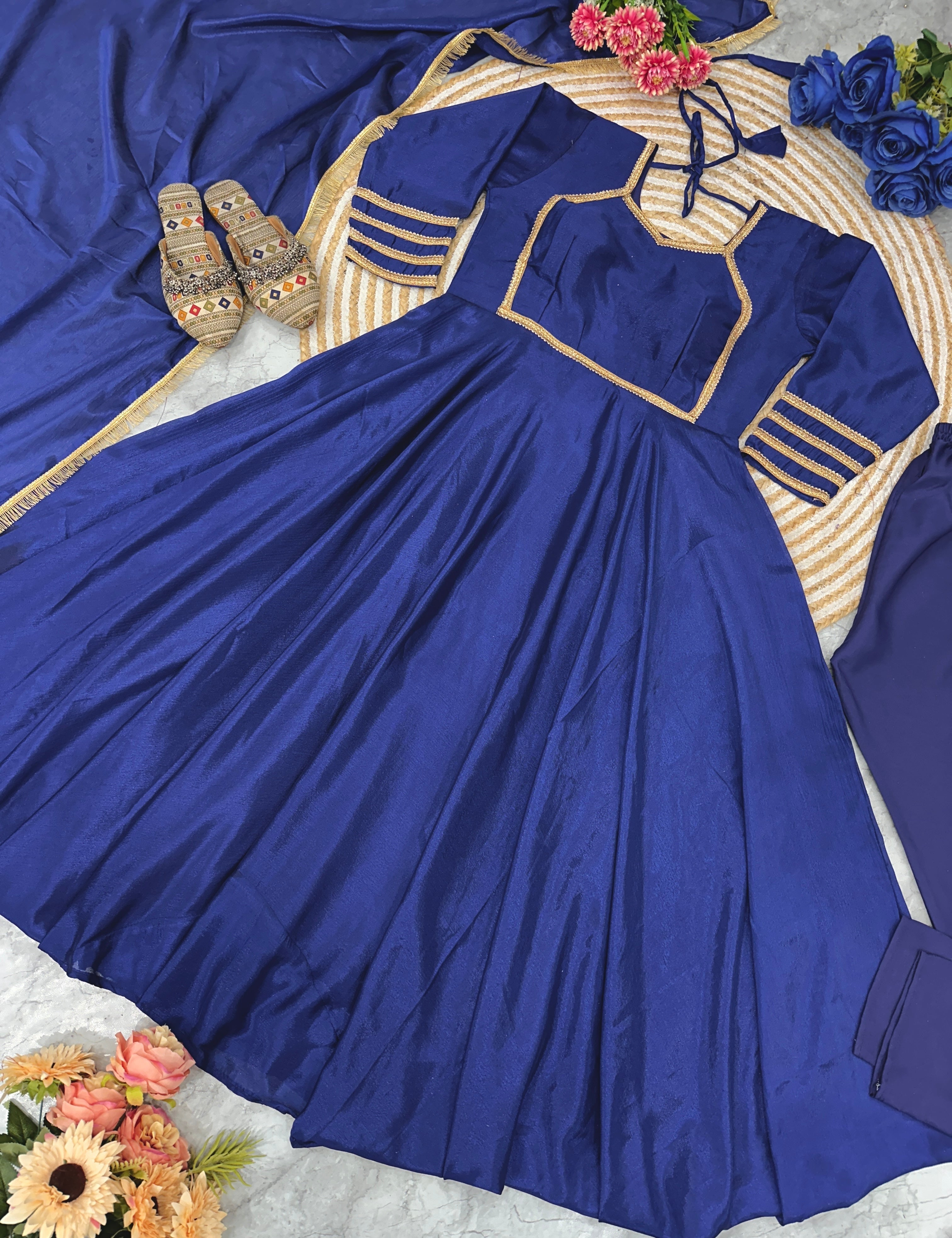 Designer Party Wear Look Anarkali Gown And Pent With Dupatta