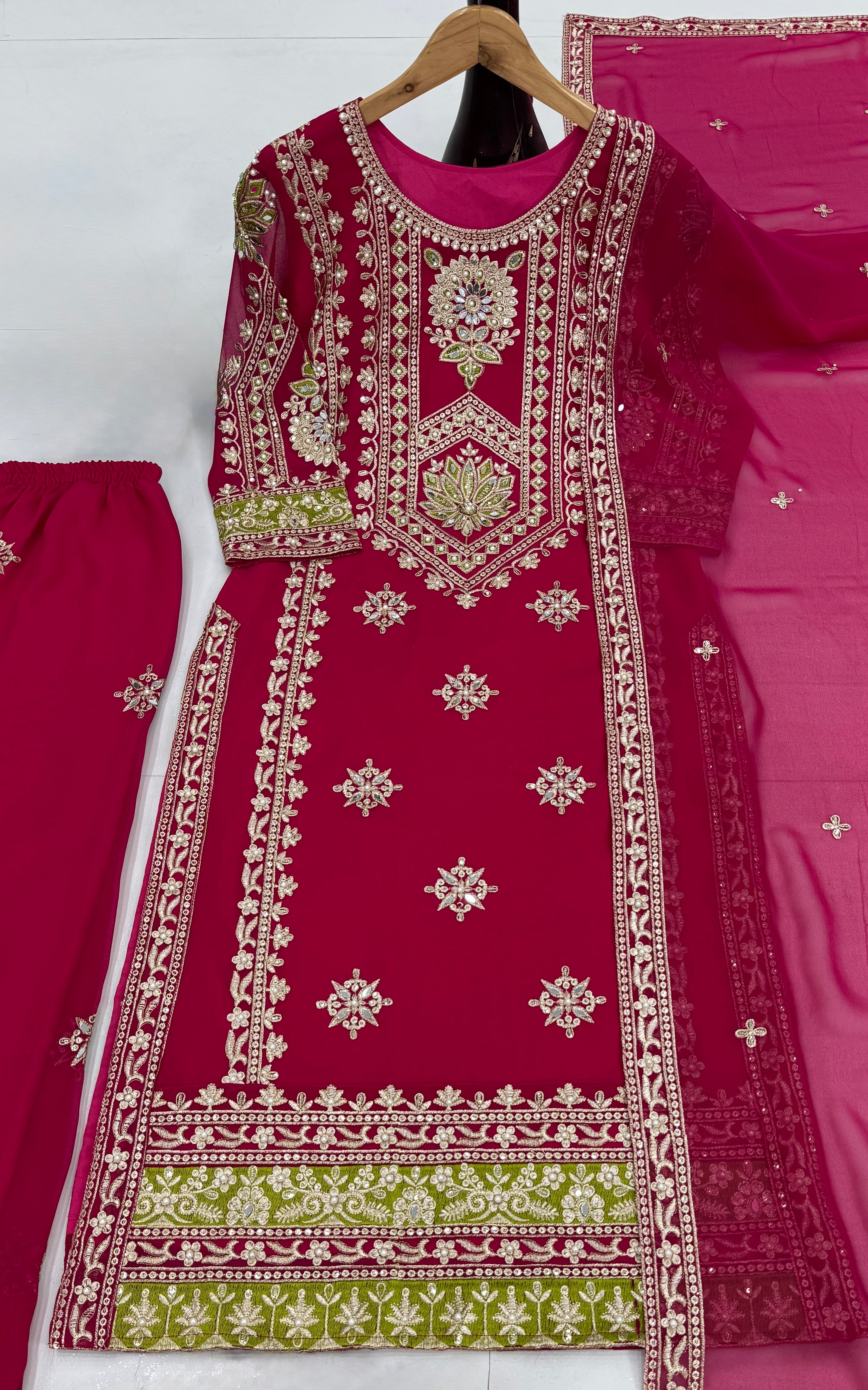 Party Wear Designer Top Bottom And Dupatta