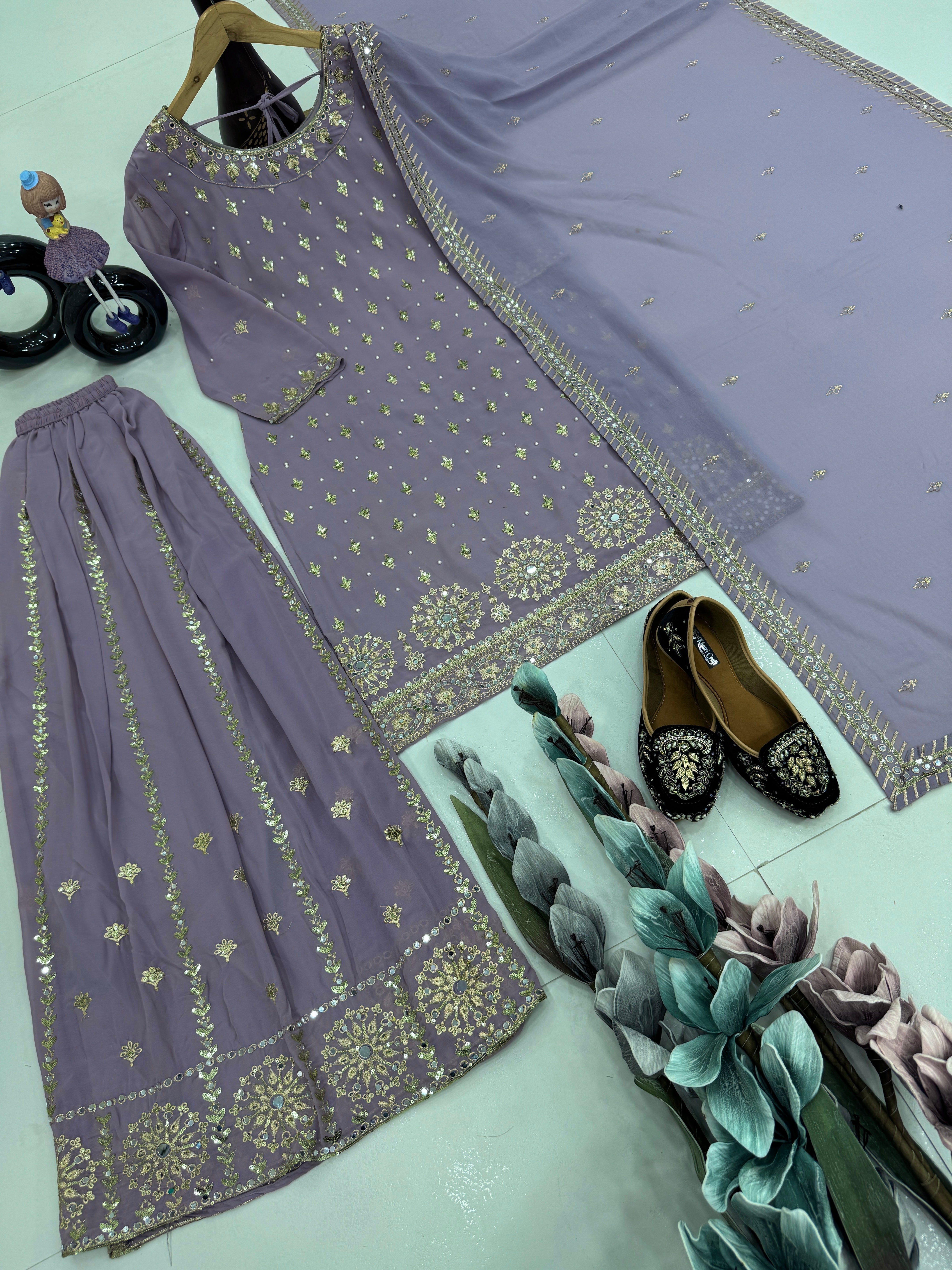 Party Wear Beautiful Top And Plazzo With Beautiful Dupatta