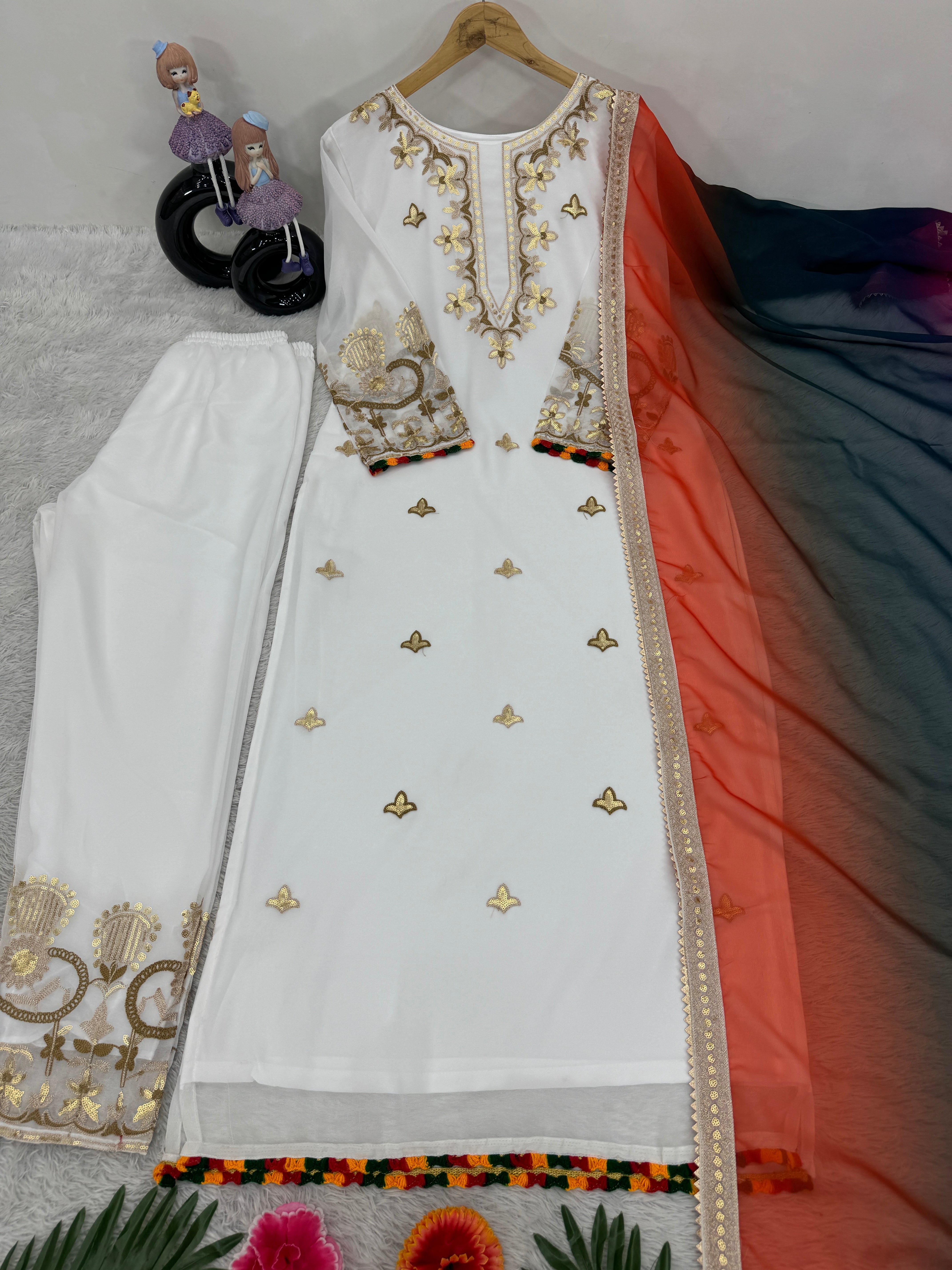 Beautiful Party Wear Trendy Top Bottom And Dupatta