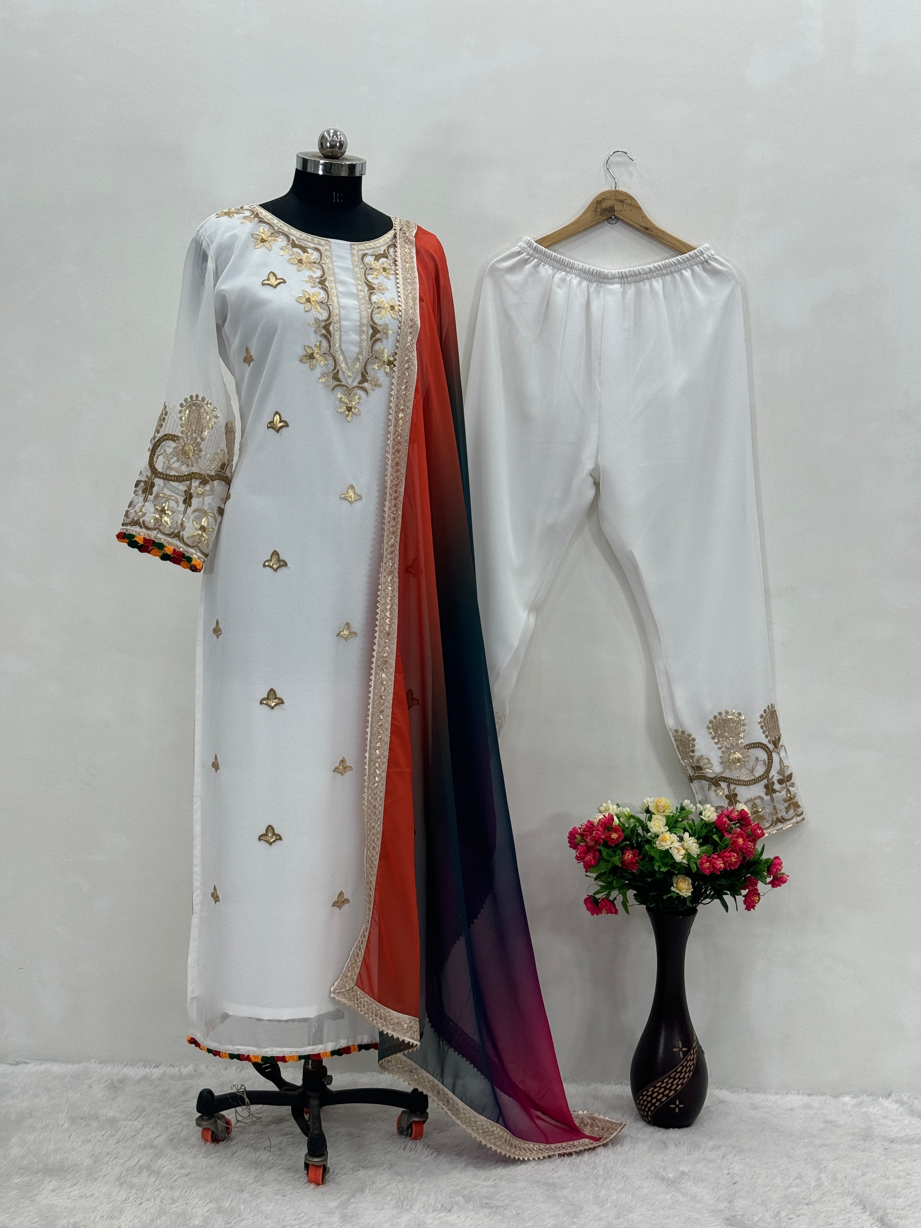 Beautiful Party Wear Trendy Top Bottom And Dupatta