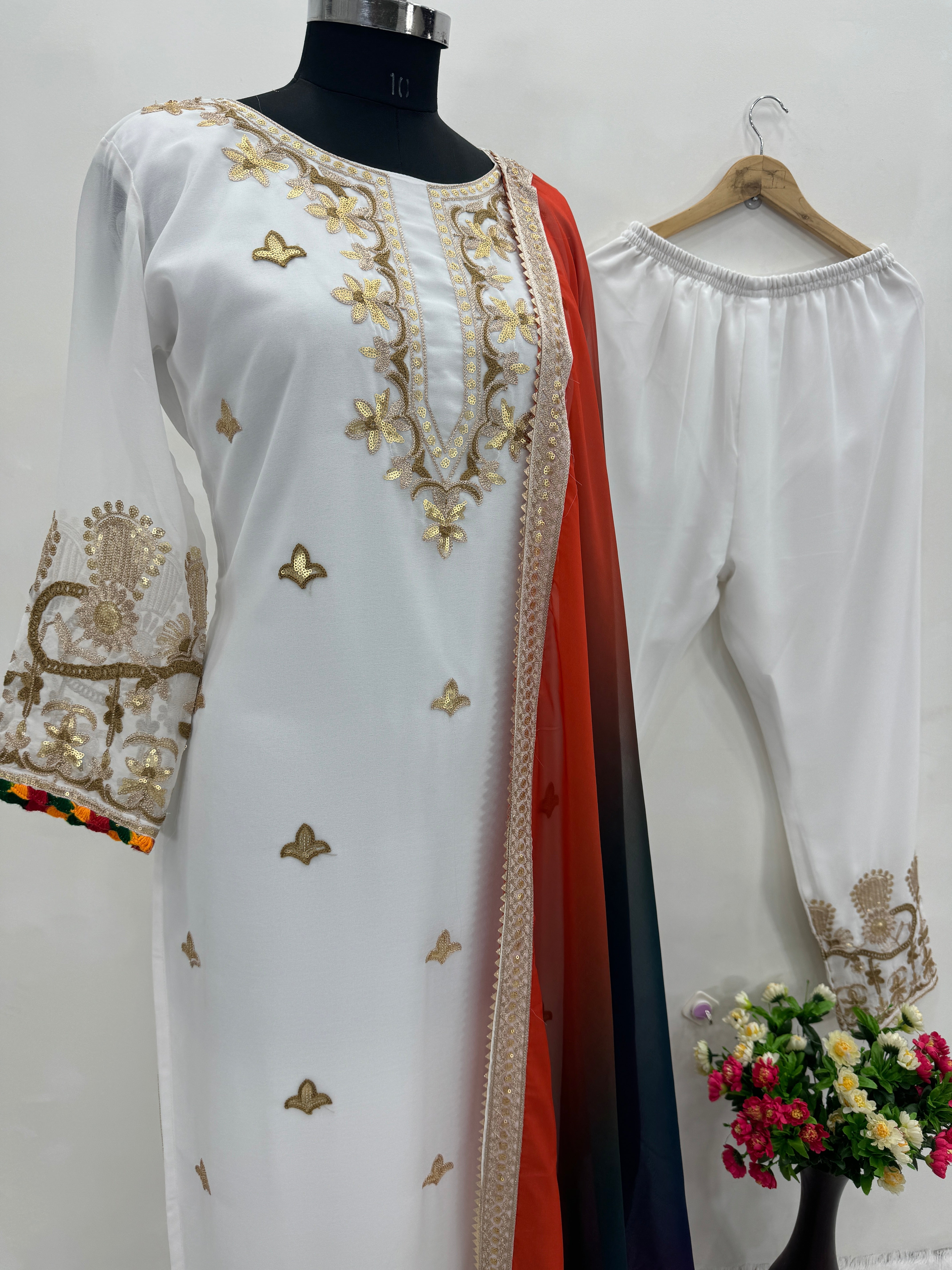 Beautiful Party Wear Trendy Top Bottom And Dupatta