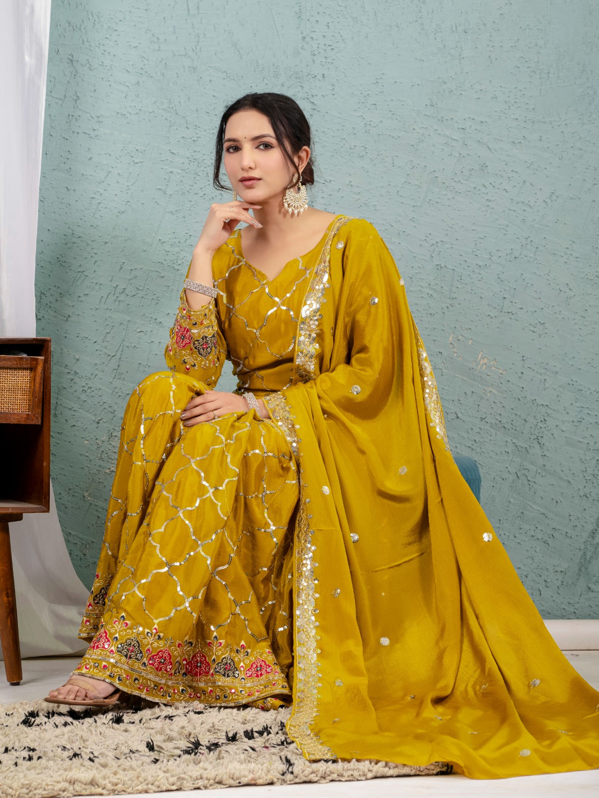 Designer Party Wear Look Top , Sharara Plazzo And Dupatta