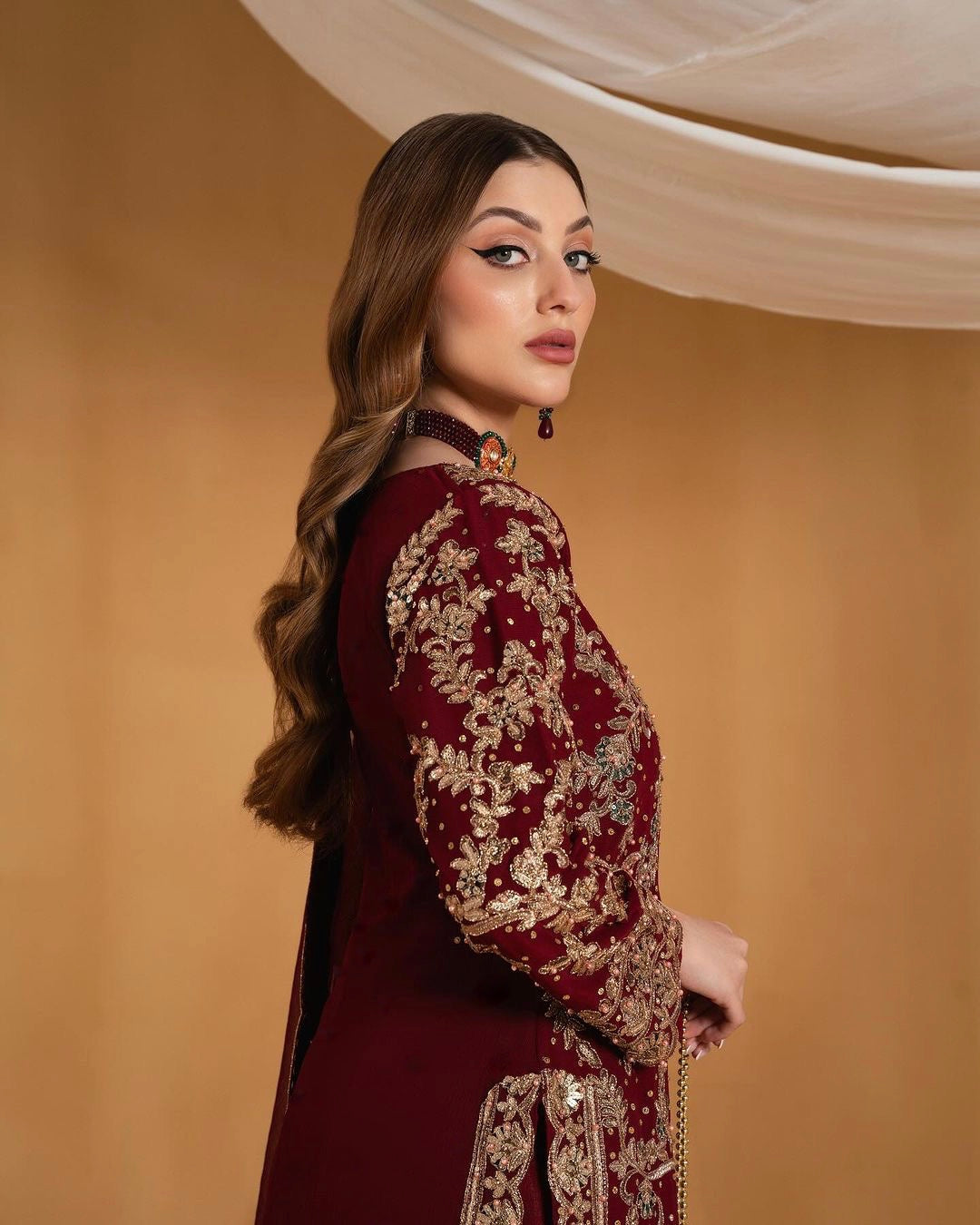 Fancy Top - Bottom With Dupatta With Embroidery And Stone Hand Work