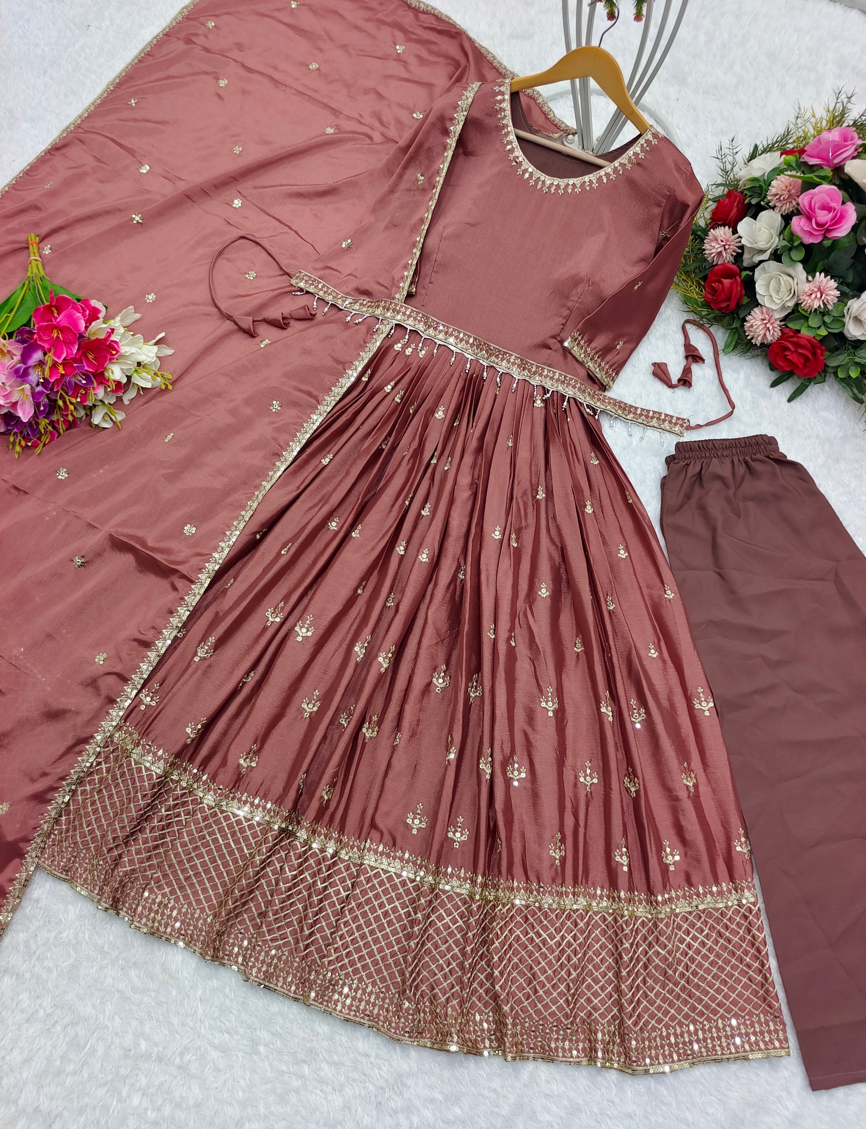 Designer Party Wear Gown With Pent And Dupatta