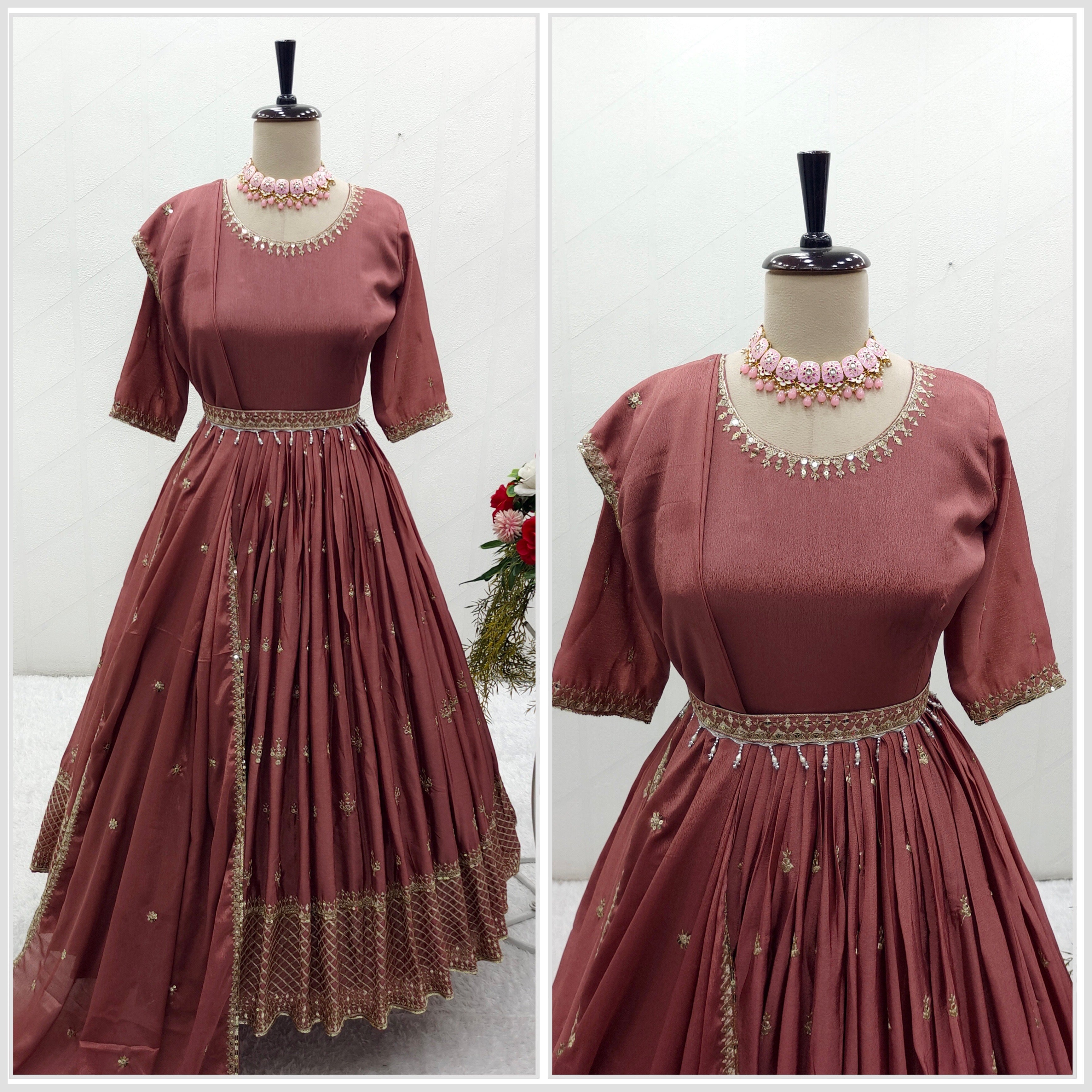 Designer Party Wear Gown With Pent And Dupatta