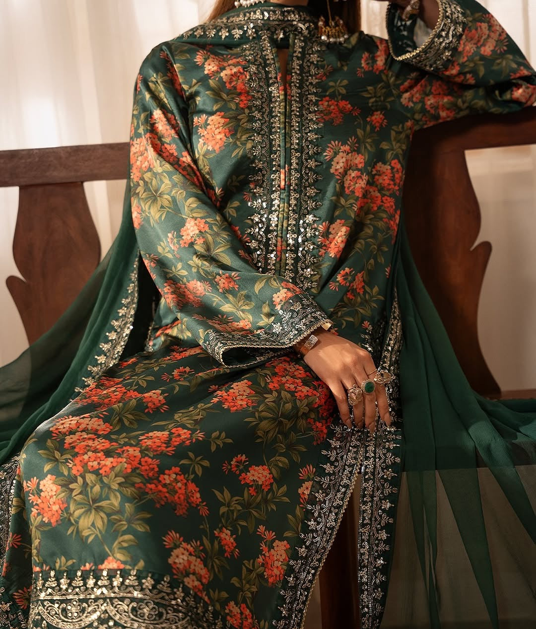 Fancy Top - Plazzo With Dupatta With Fancy Digital Print With Embroidery Work