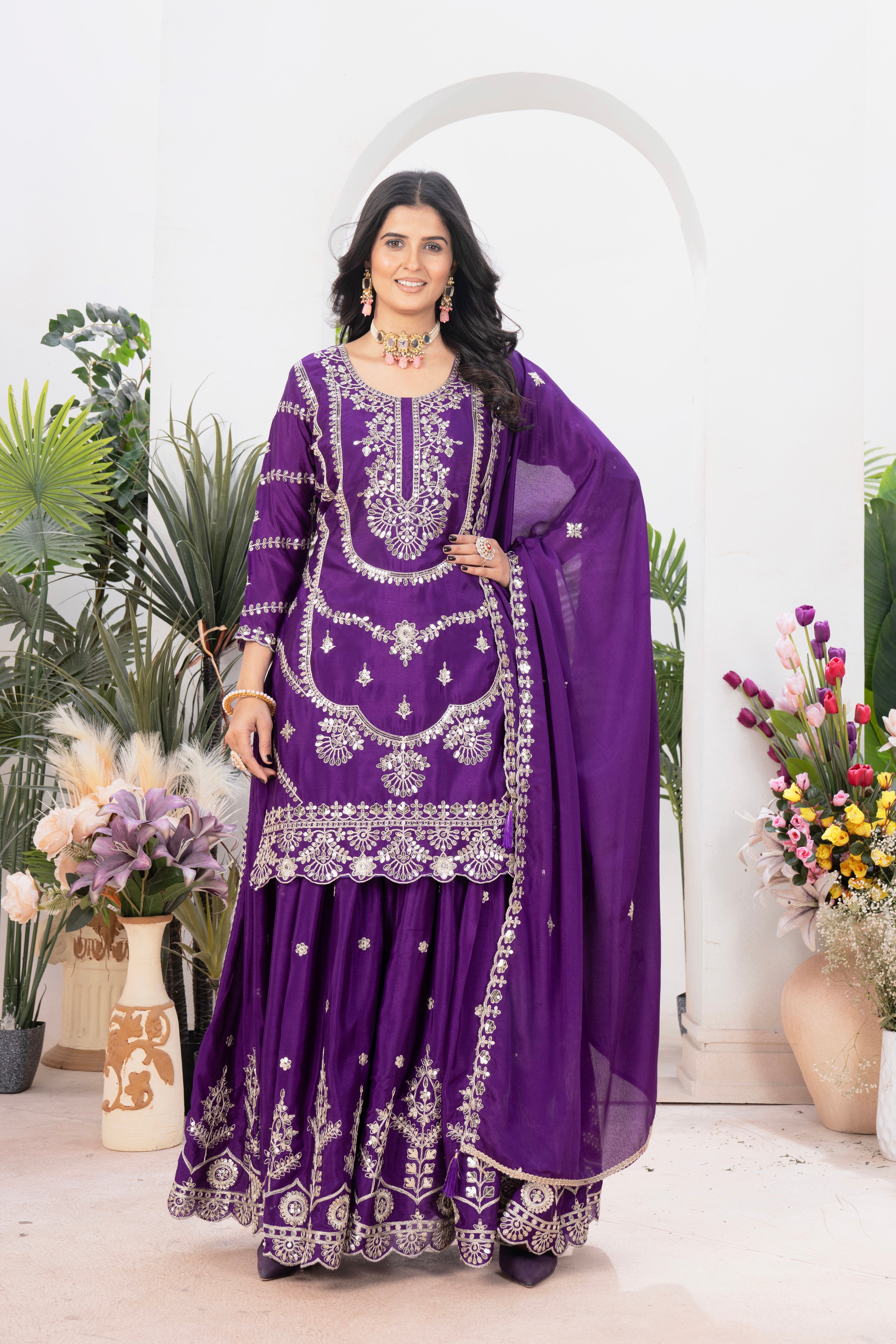 Party Wear Beautiful Top Plazzo And Fancy Dupatta