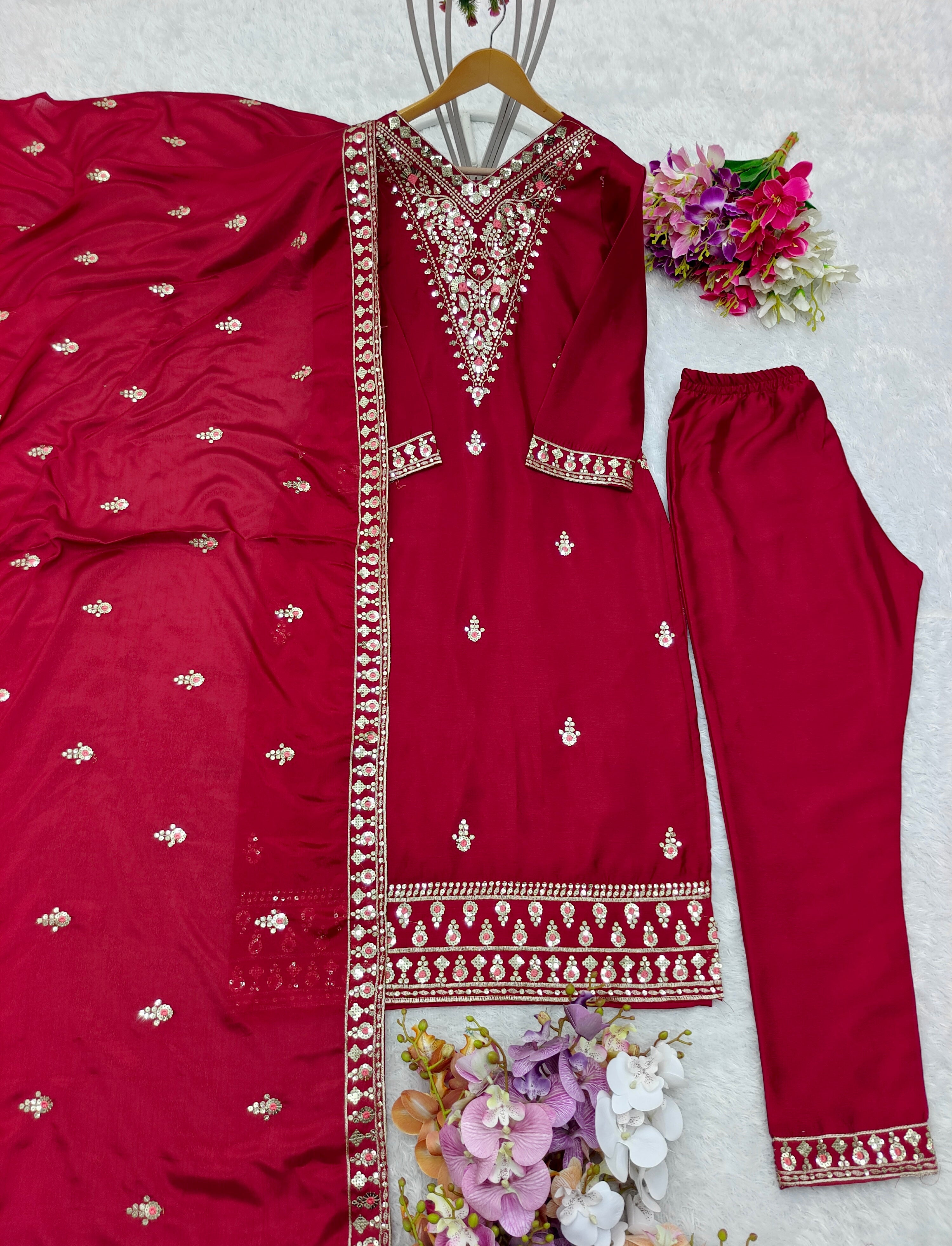 Party Wear Designer Top-Pent With Beautiful Dupatta Set