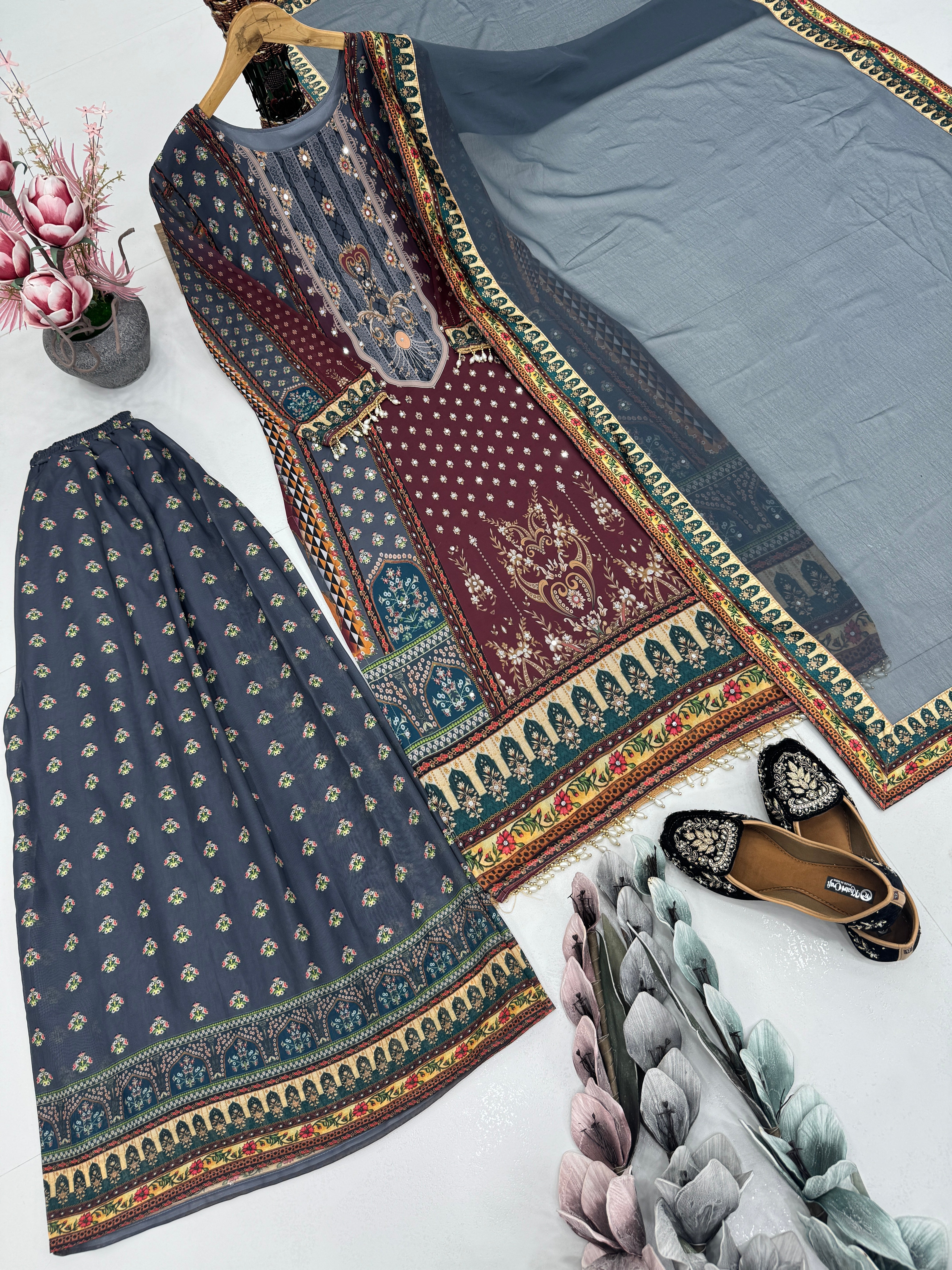 Beautiful Salwar Suit With Digital Print Hand Work